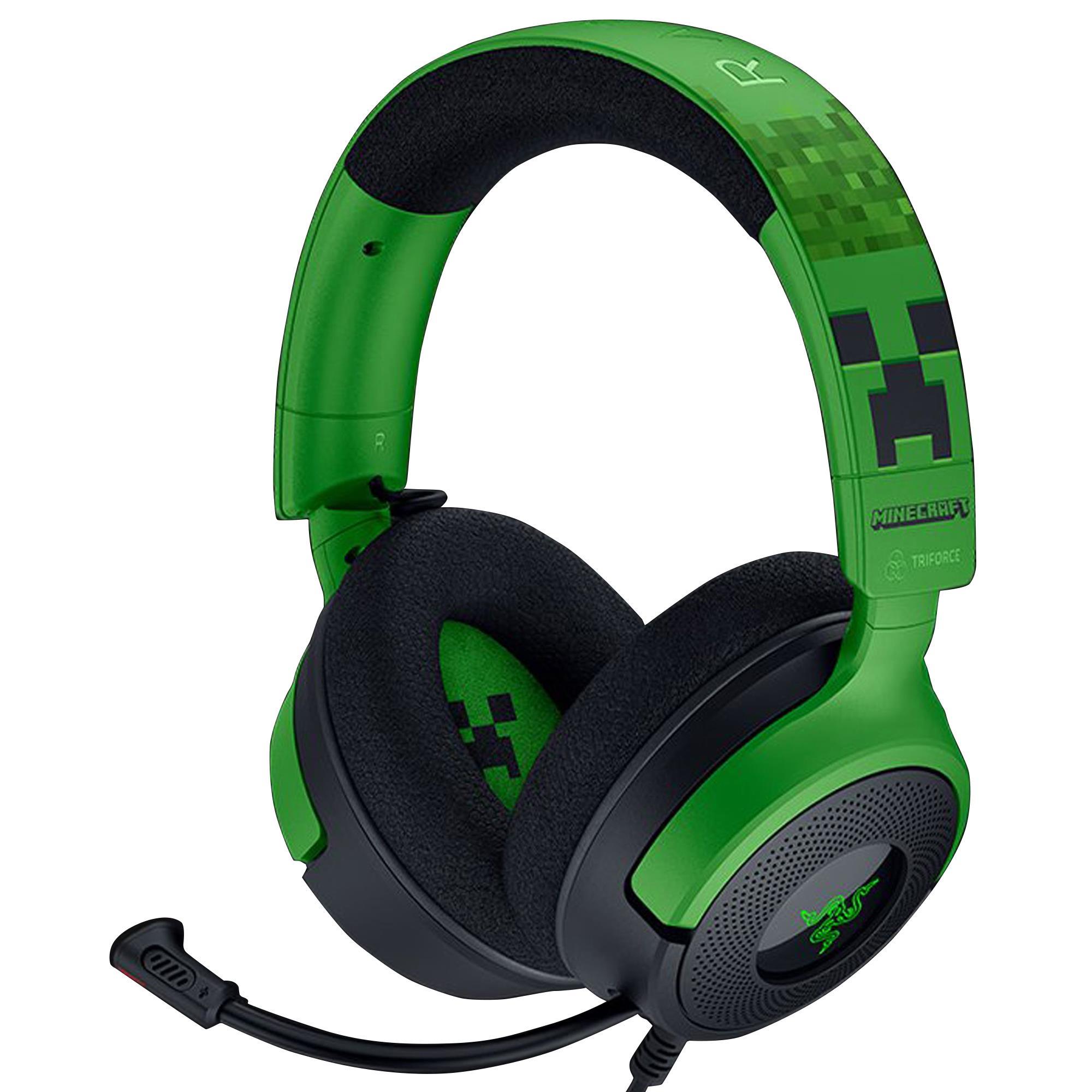 Razer Kraken V4 X Wired Gaming Headset with Minecraft Edition in Green