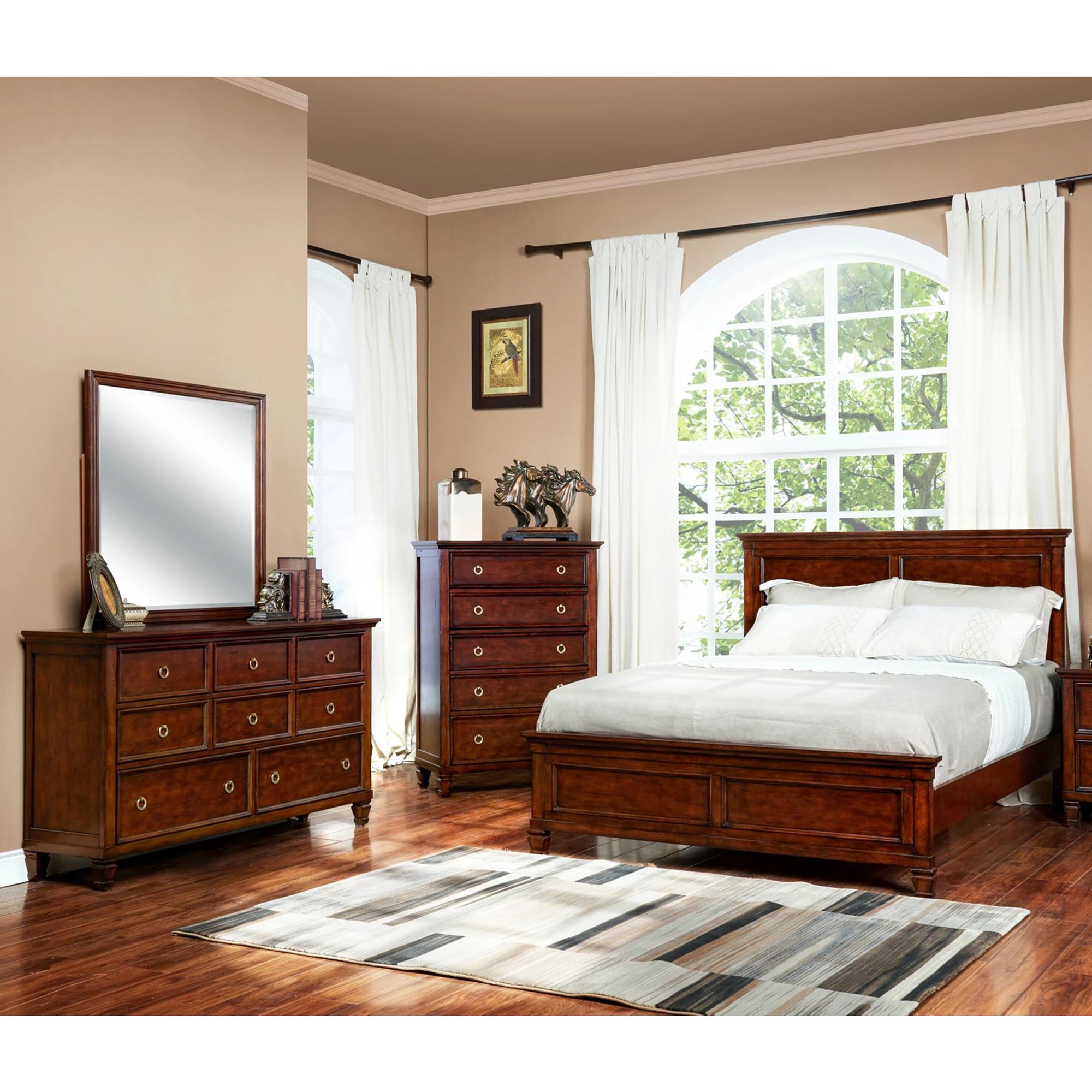 96.75 l x 67 w x 65.25 h cal. new heritage design tamarack 3 piece king bedroom set in brown cherry nfm