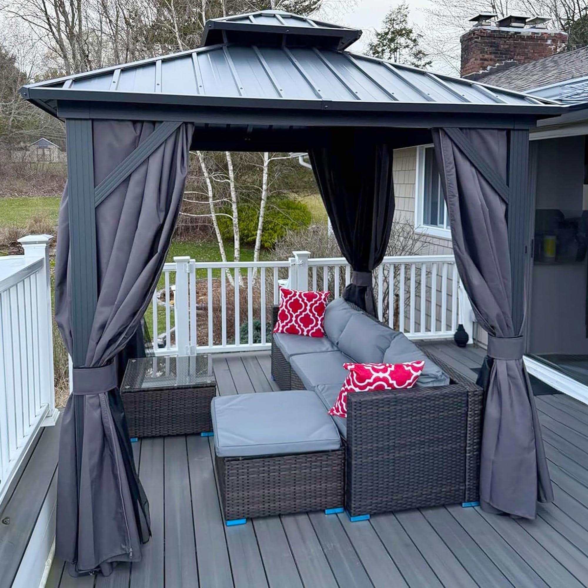HOMLUX 8' x 8' Outdoor Hardtop Gazebo with Galvanised Steel Roof