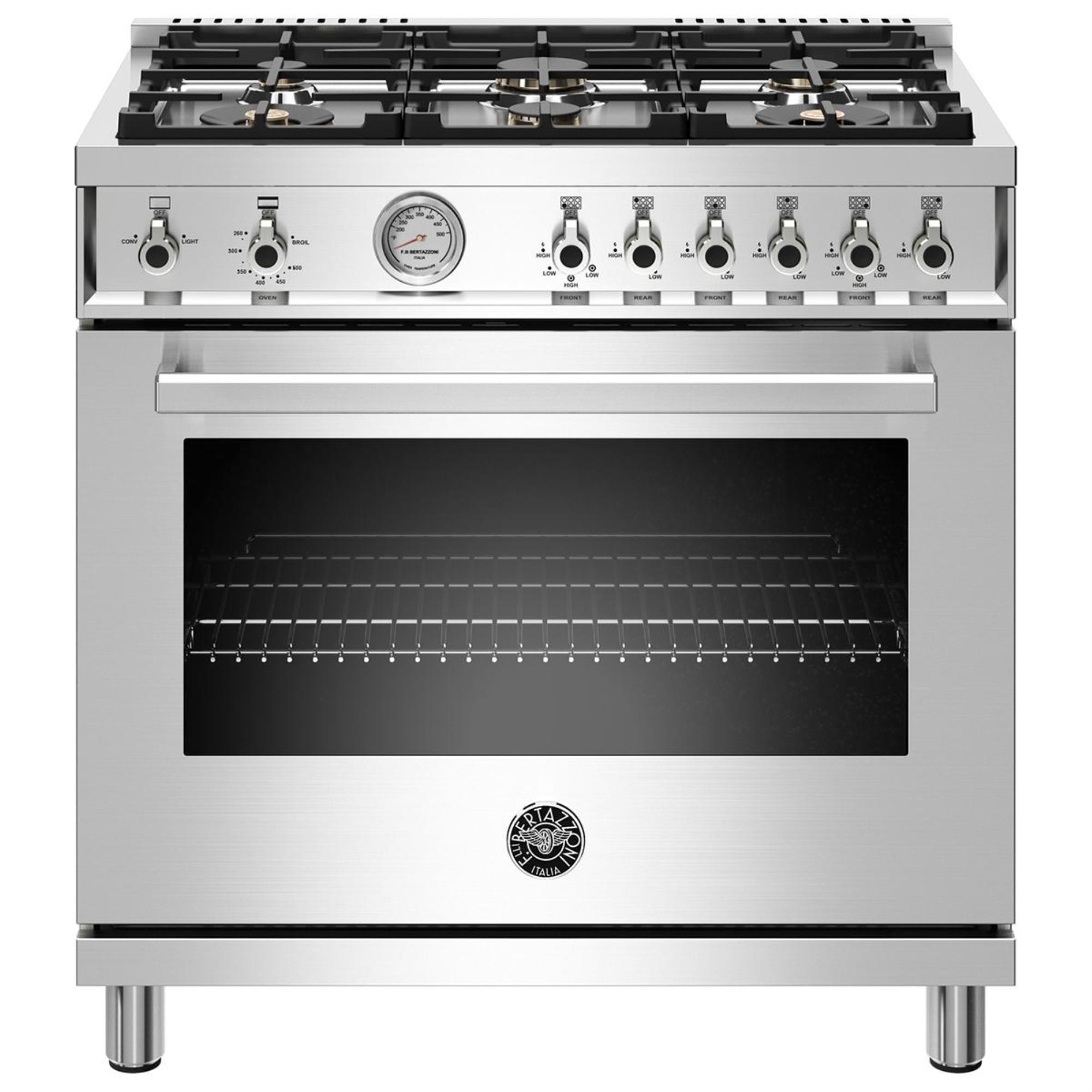 Bertazzoni 36 Inch Liquid Propane Gas Range in Stainless Steel Nebraska Furniture Mart