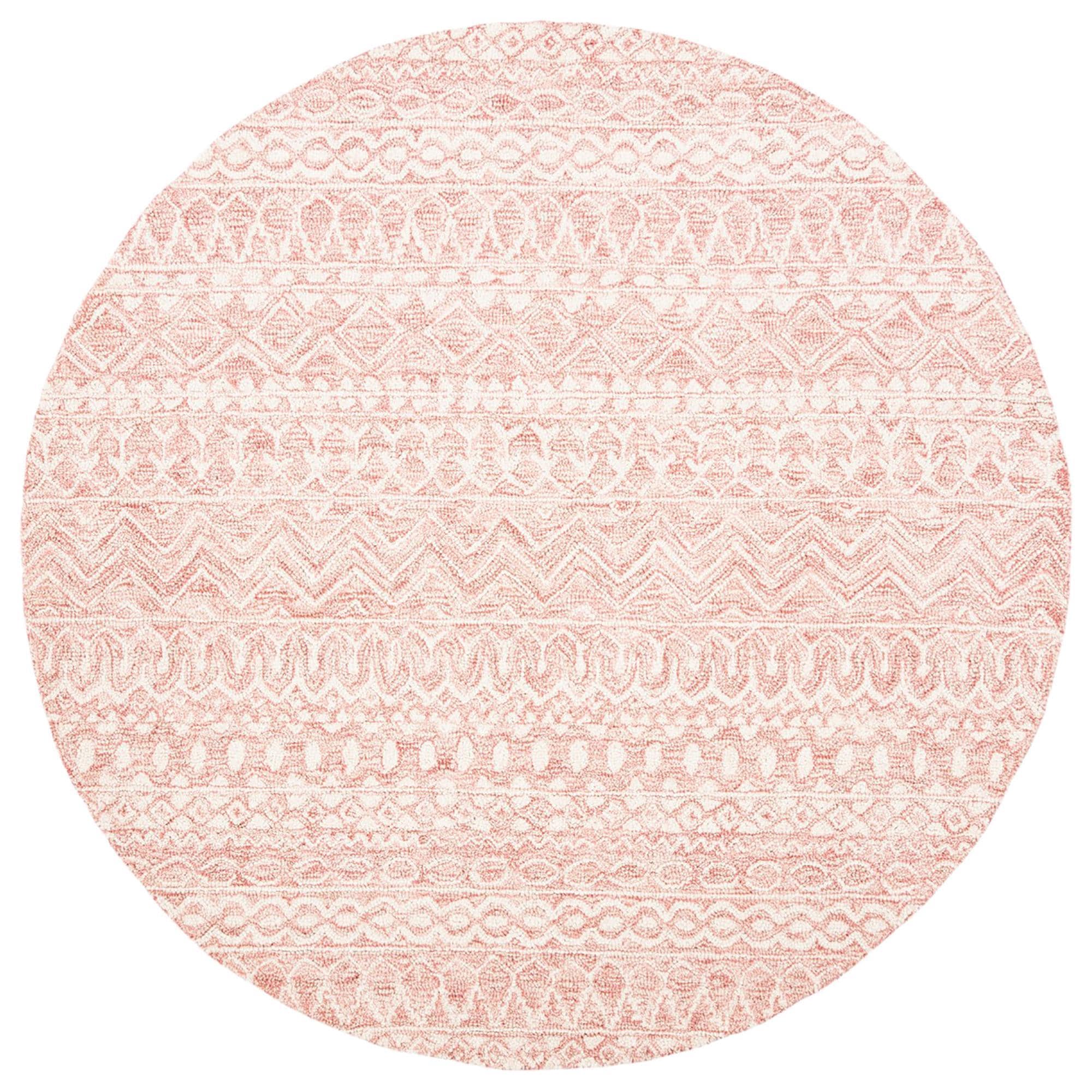 Safavieh Micro-Loop Southwestern 9' Round Pink and Ivory Area Rug
