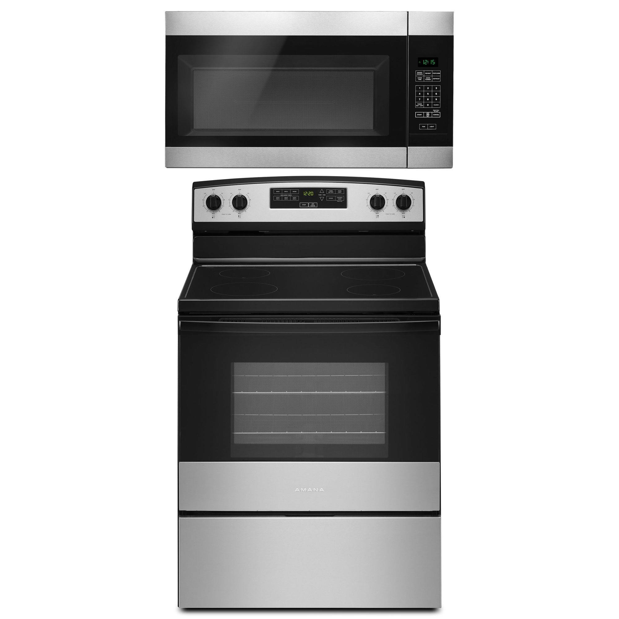 Amana 30" Electric Range with ExtraLarge Oven Window & 1.6 Cu. Ft. OvertheRange Microwave in