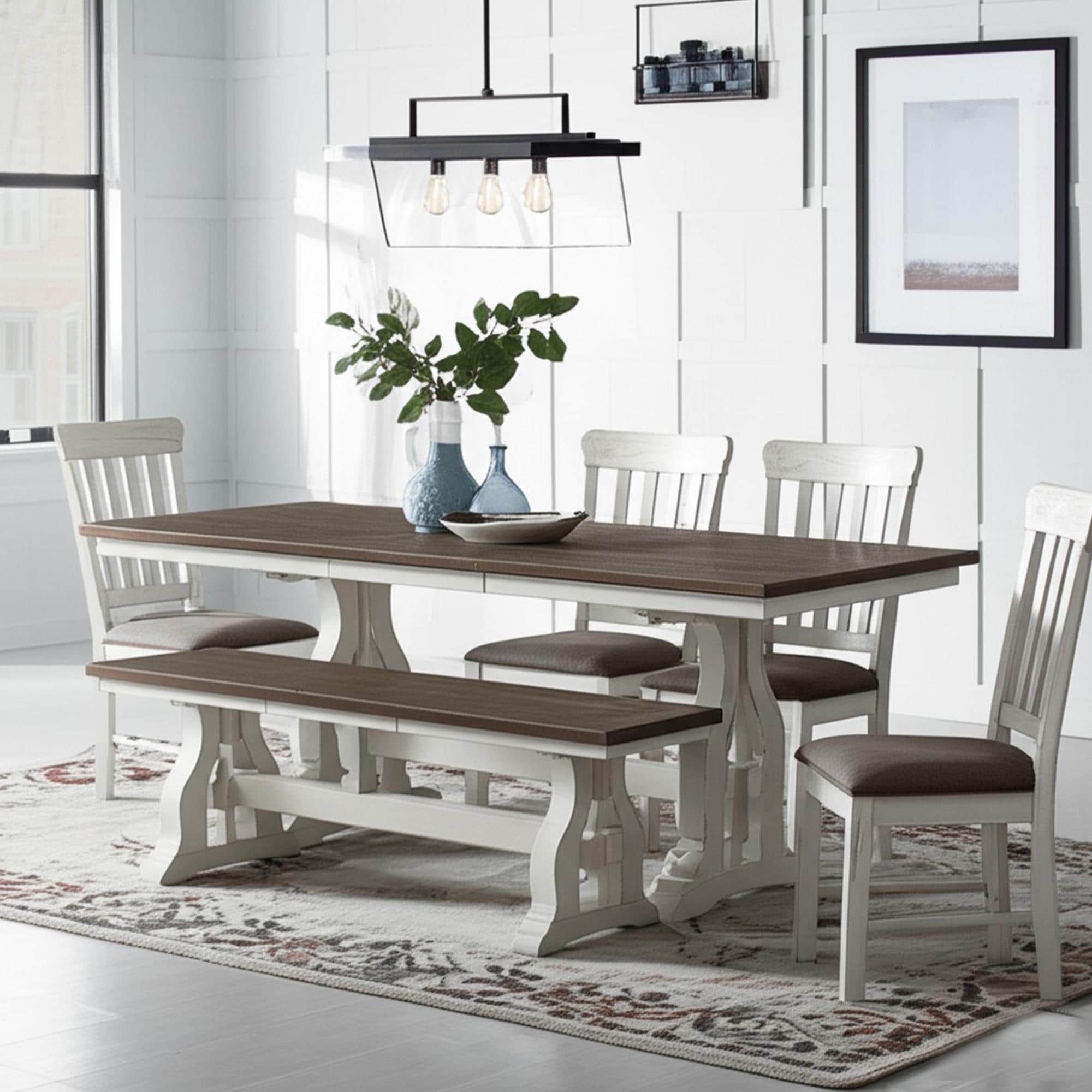 Hawthorne Furniture Drake Large Dining Table 1 Bench and 4 Chairs