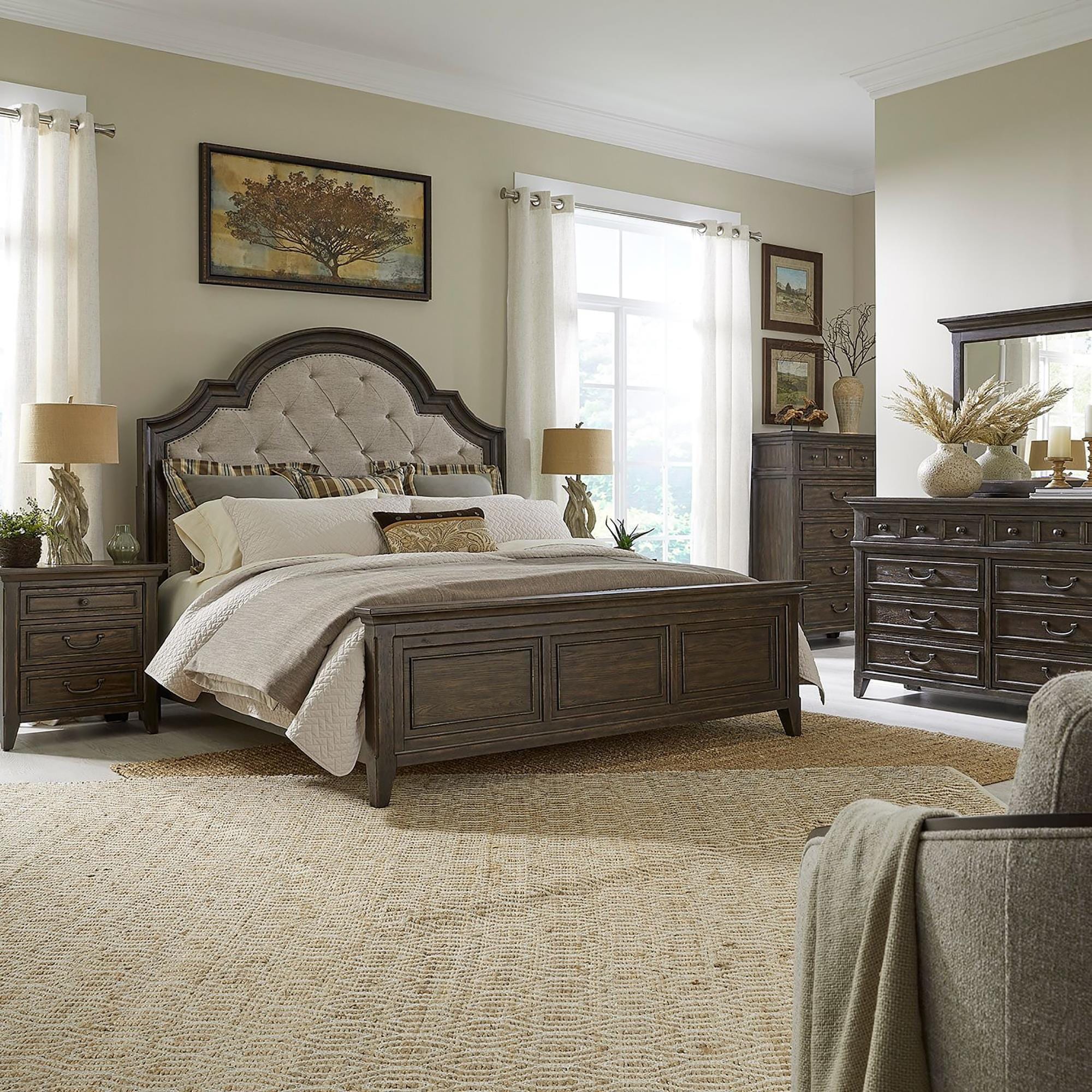 Belle Furnishings Paradise Valley 5Piece Queen Bedroom Set in Saddle Brown