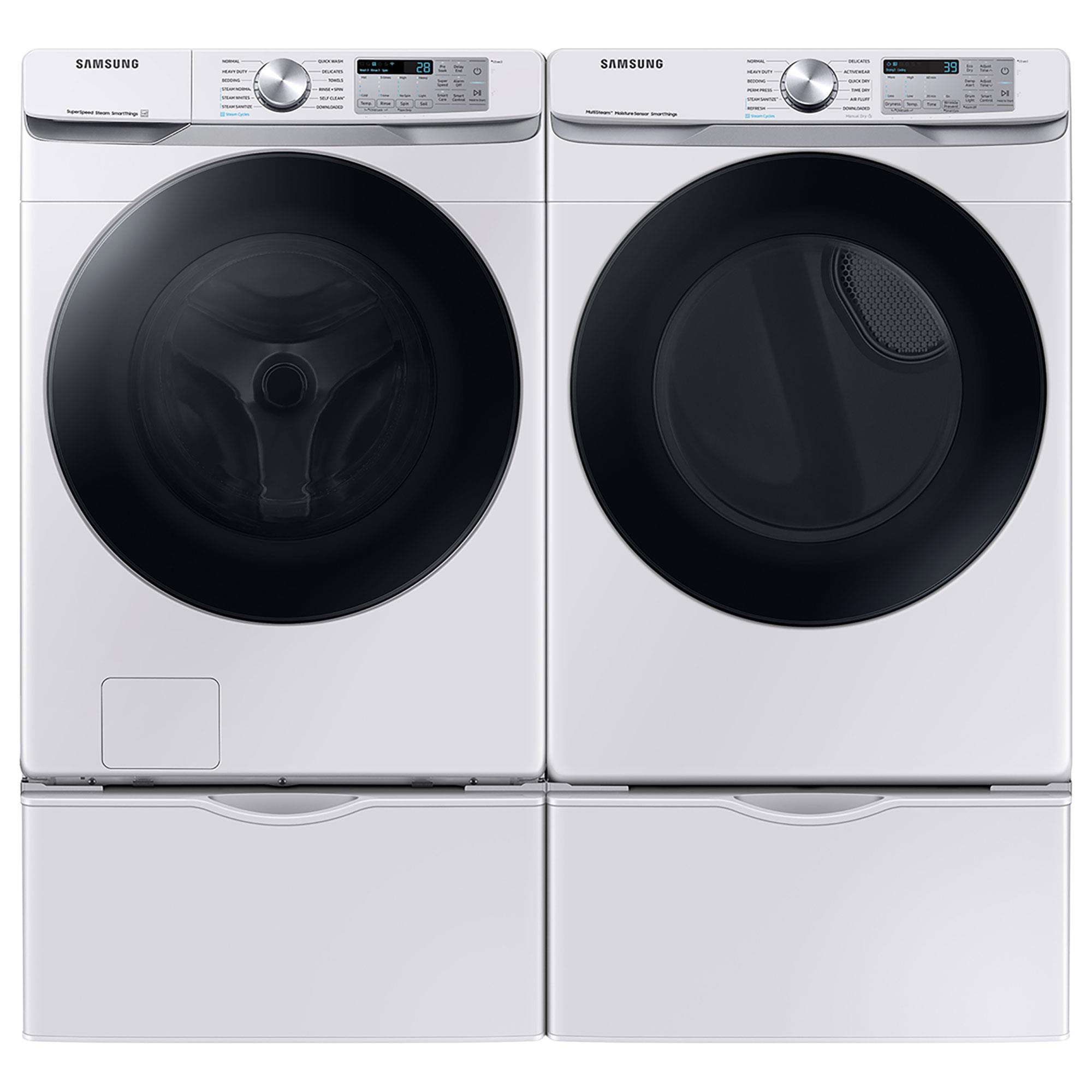 Samsung 4.5 Cu. Ft. Front Load Washer and 7.5 Cu. Ft. Electric Dryer Laundry Pair with Pedestal in Champagne NFM