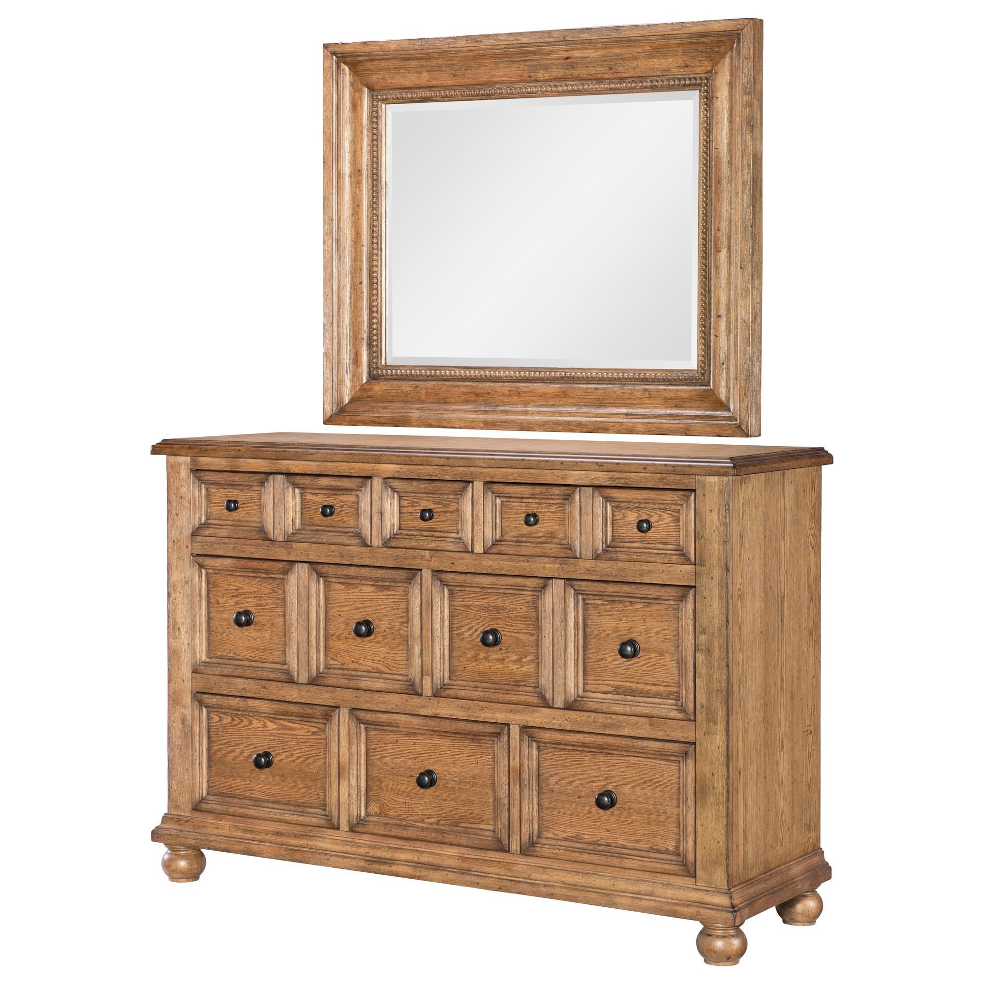 Legacy Classic Vintage Market 8-Drawer Dresser and Mirror in Barnwood Oak