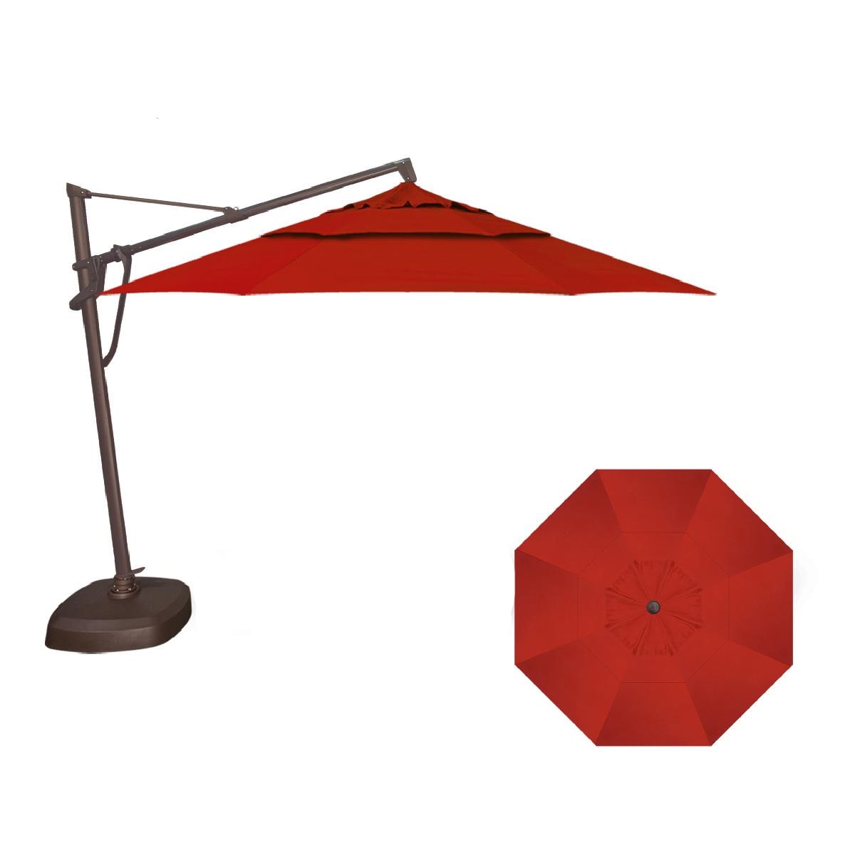 Garden Party 11' Cantilever Umbrella in Red with Bronze Base Nebraska