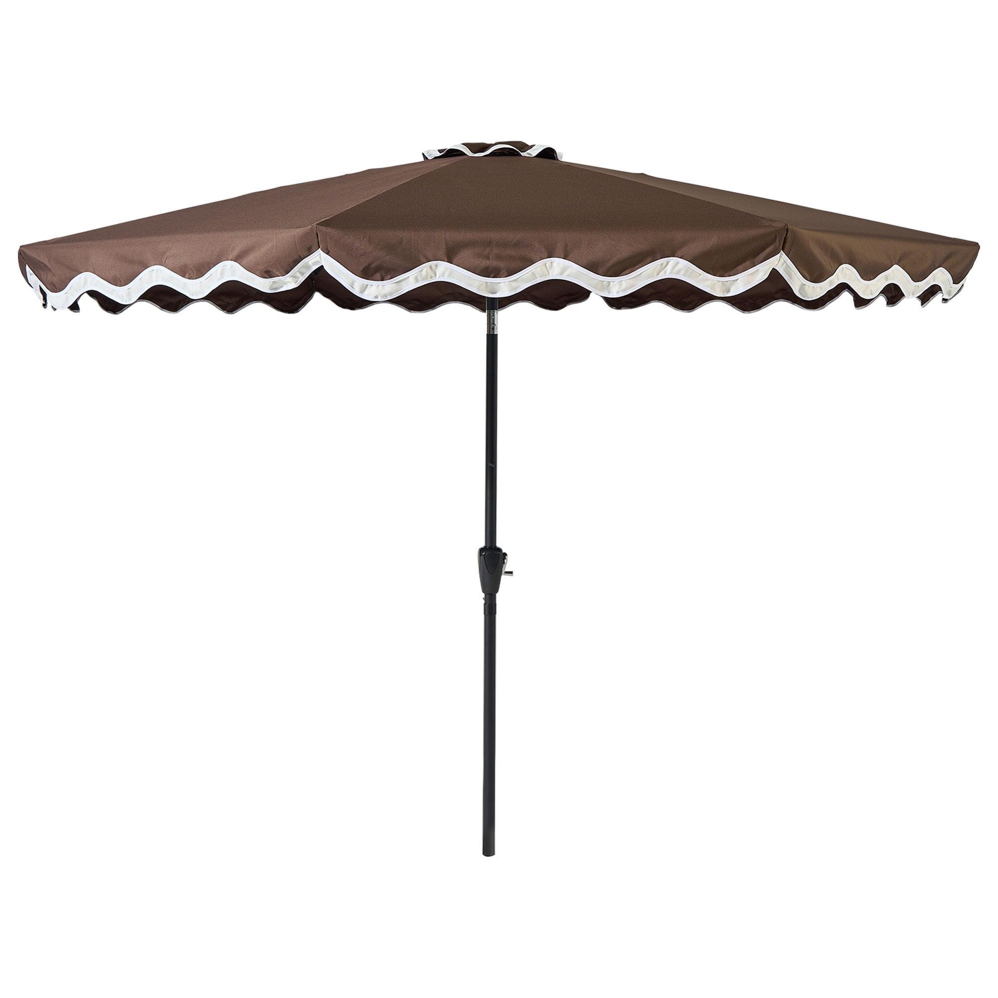 hampton bay mesh patio umbrella brown and black 2.2m  NALA Outdoor Co Base sold separately 3 Tier Cantilever Patio Umbrella