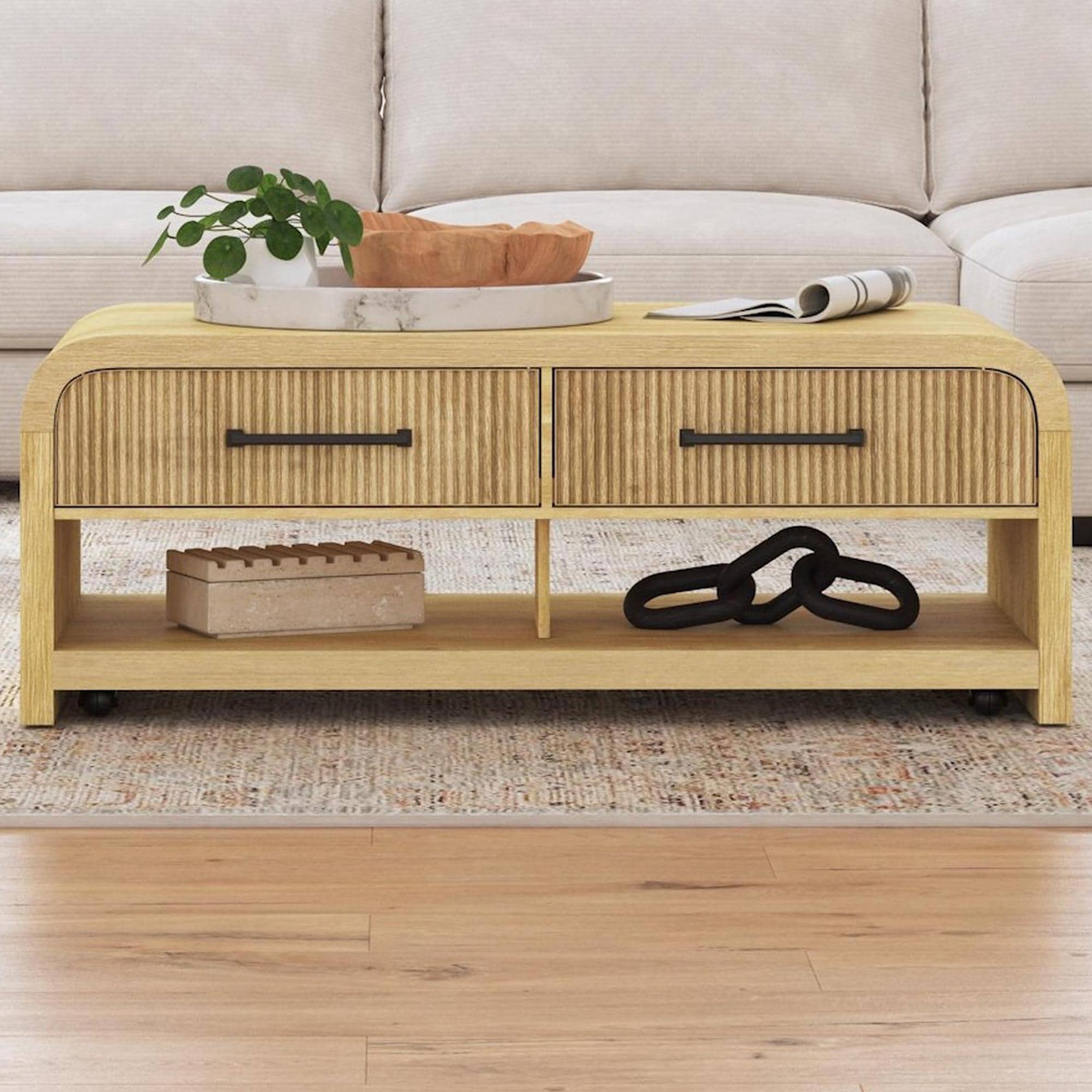 Mayberry Hill Ridgemont Coffee Table with Casters in Natural