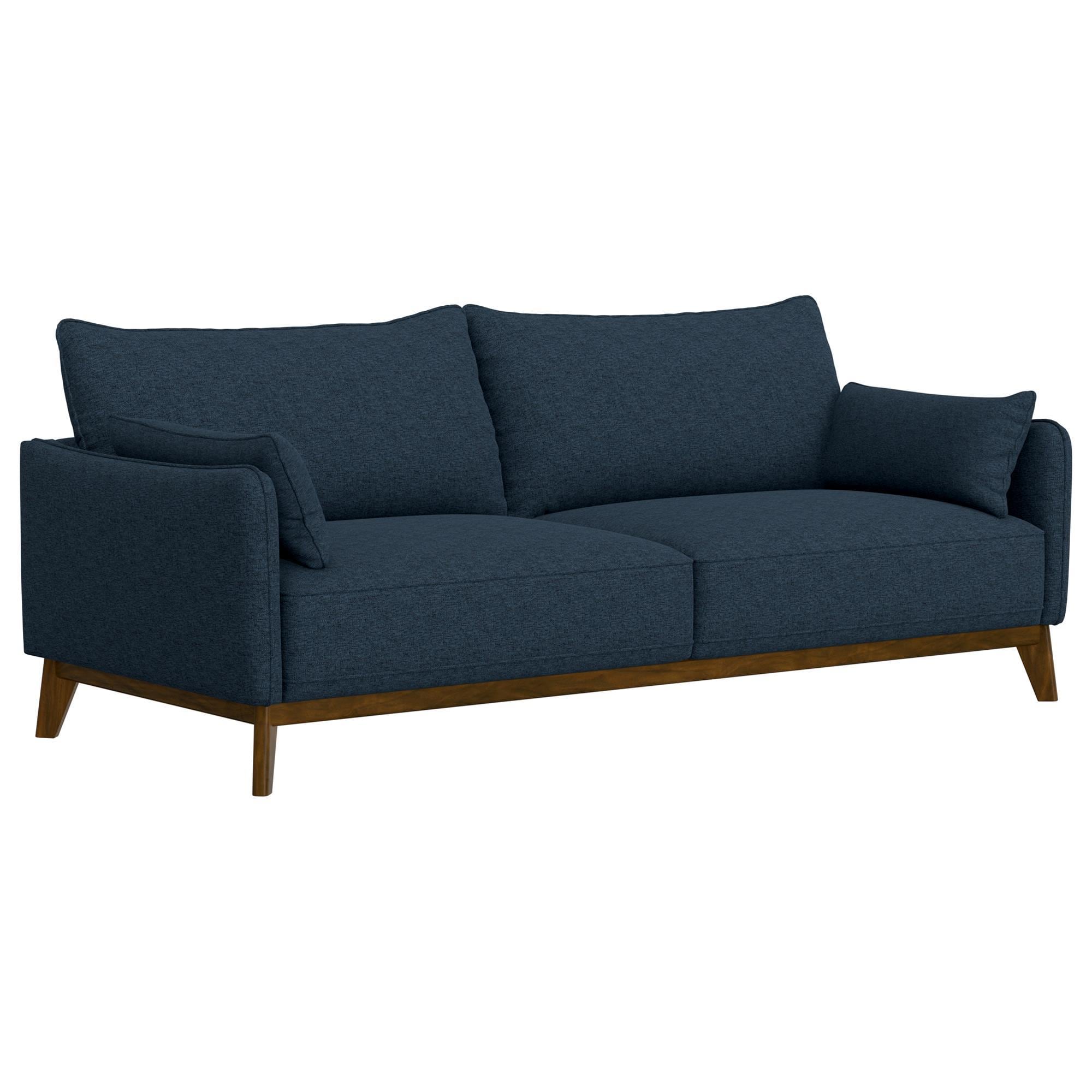 Emerald Home Furnishings Aria Stationary Sofa in Navy Storm