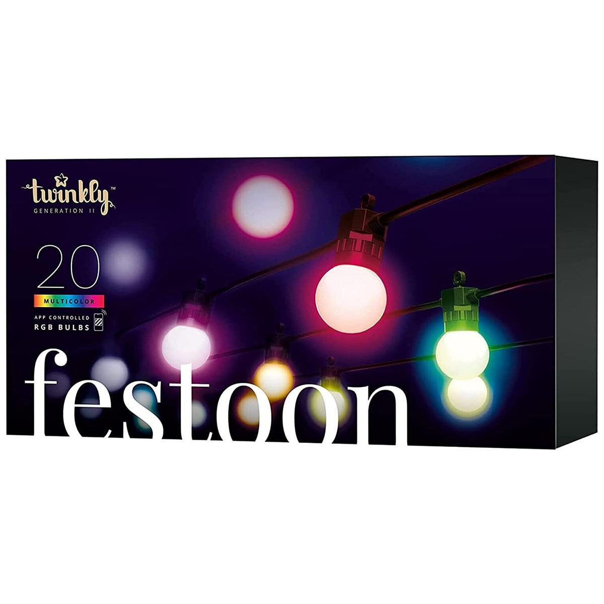 Twinkly Festoon Lights, 20 RGB G45 bulbs, Starter kit, BT+WiFi, Gen II, IP44 Shop NFM