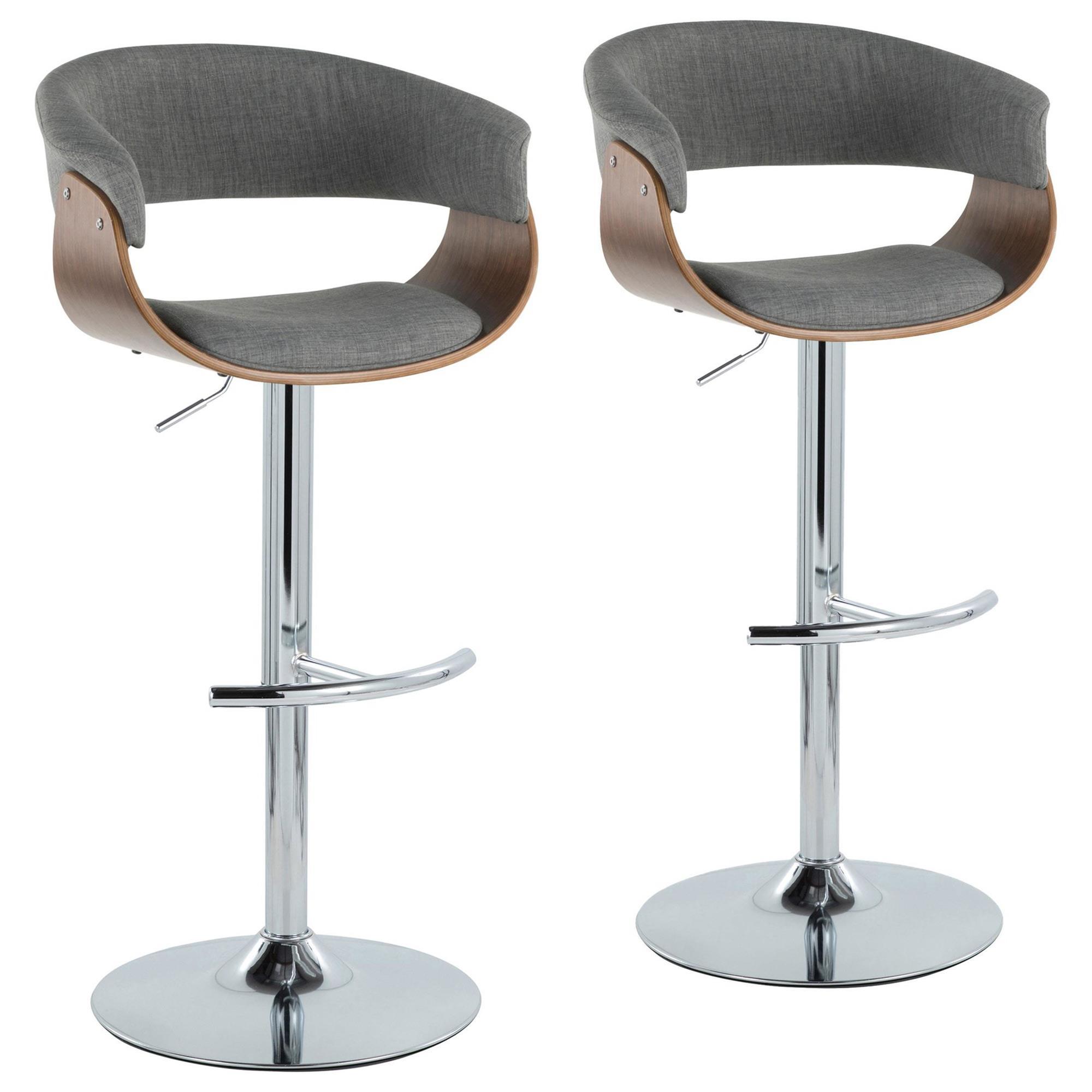 Lumisource Vintage Mod Swivel Adjustable Bar Stool with Light Grey