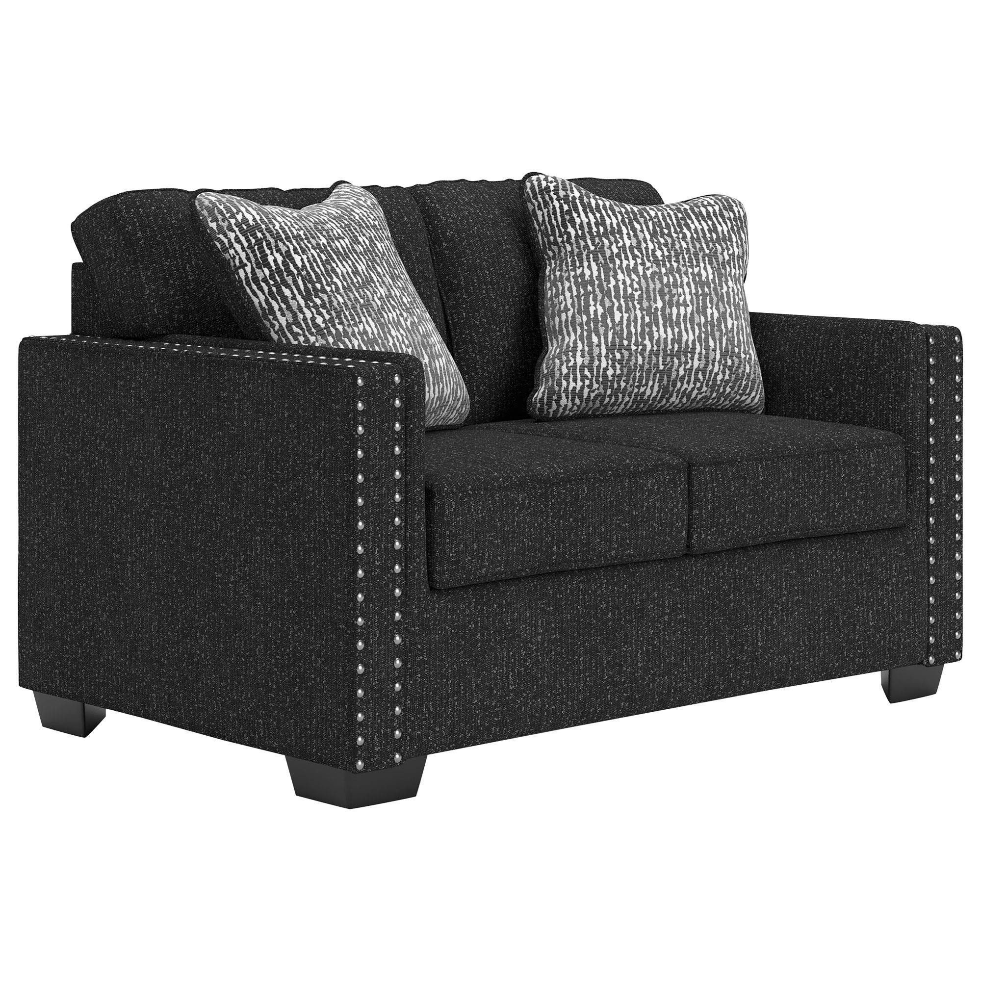 Ashley Jasmine Peaks Stationary Loveseat in Coal