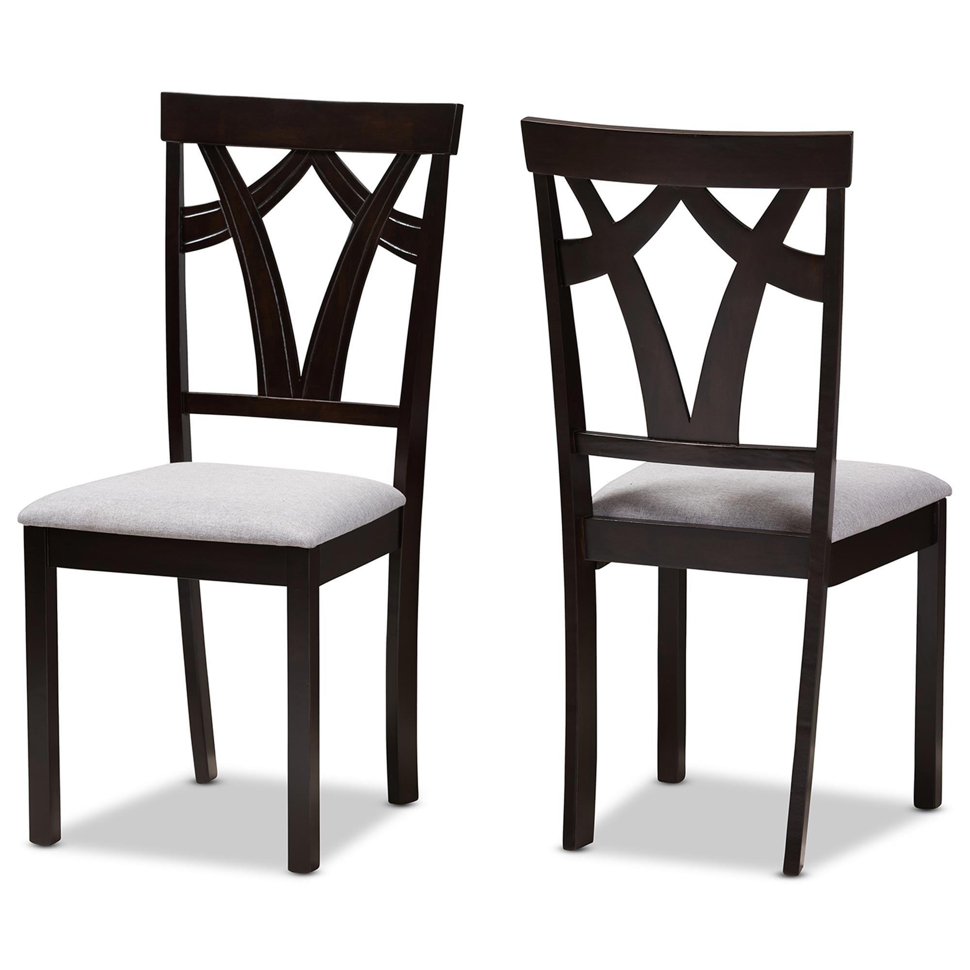 Baxton Studio Sylvia Side Chair in Dark Brown (Set of 2)
