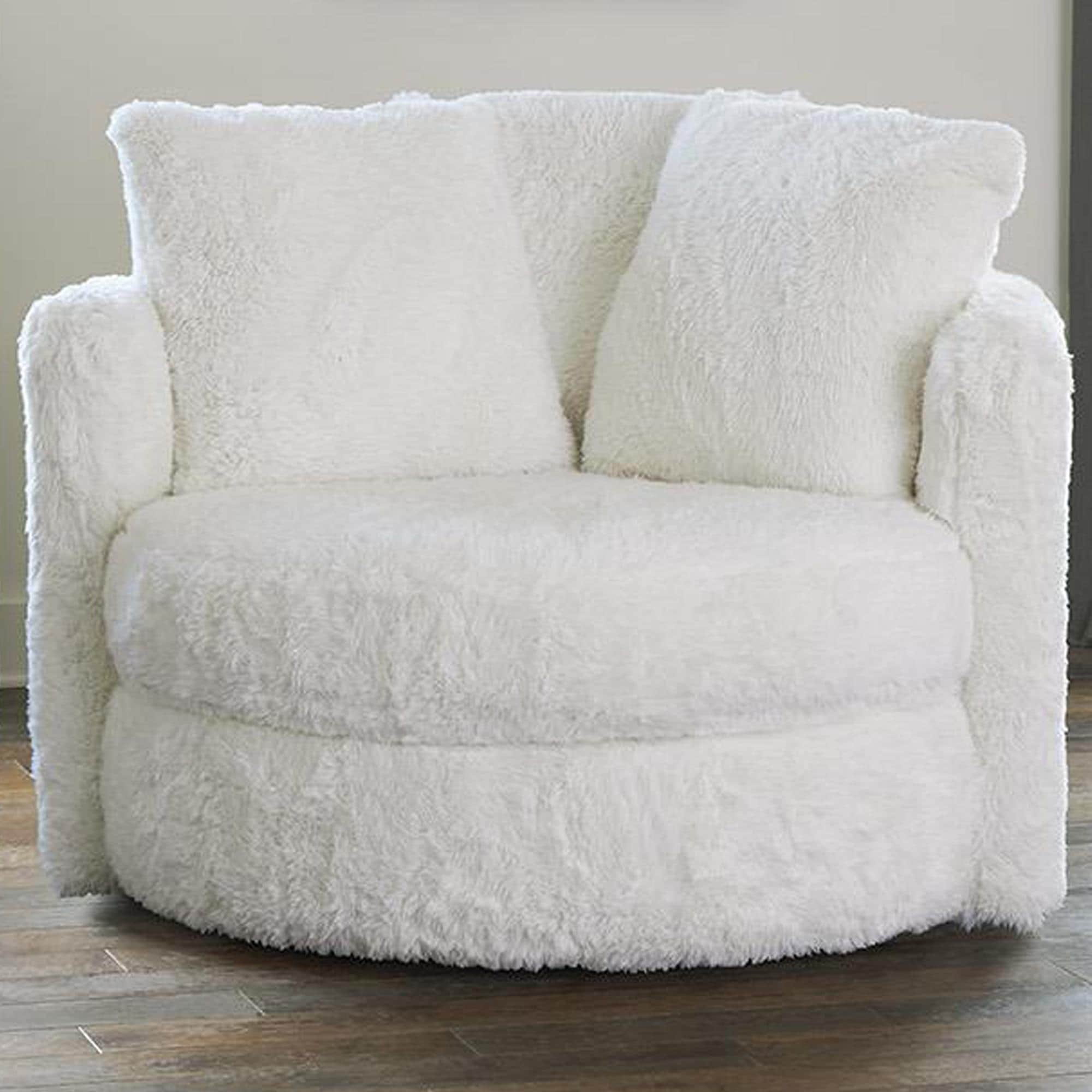 Albany Furniture Fur Swivel Pod Chair in Yakety Yak Natural NFM