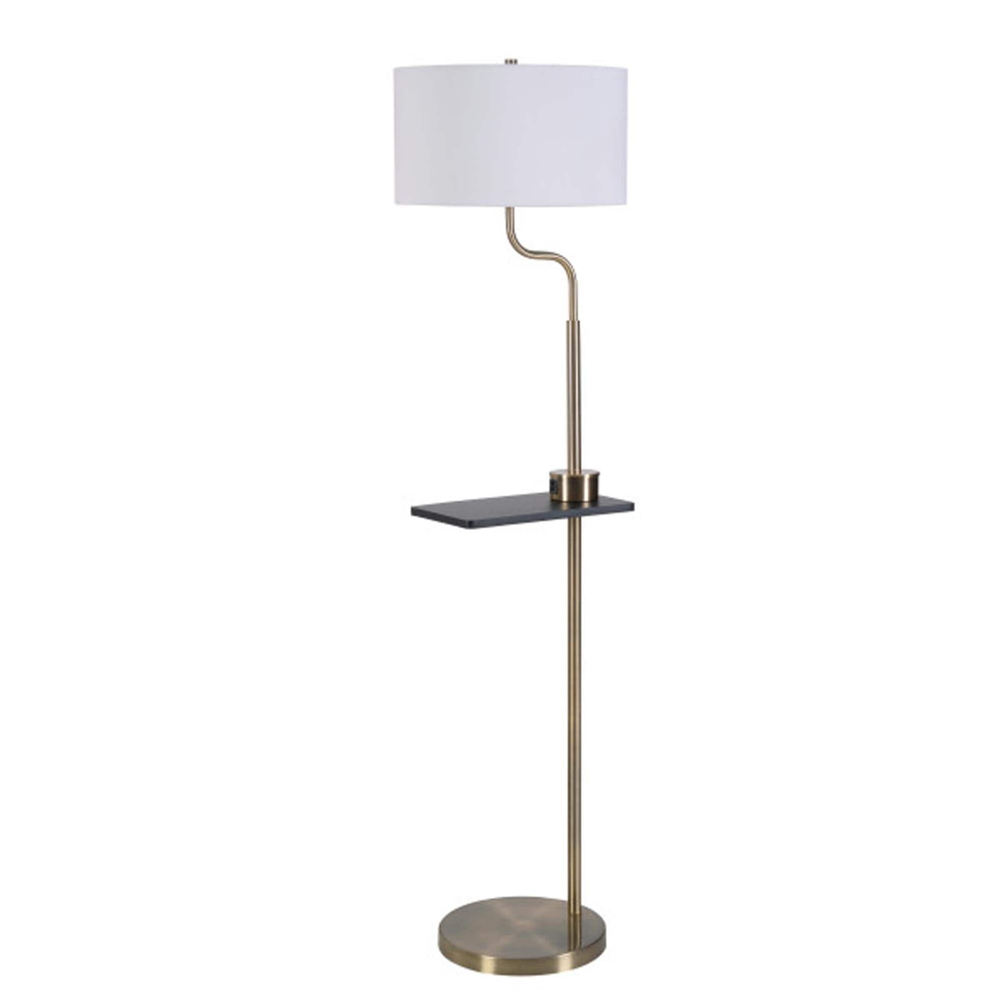 Kenroy Floor Lamp With Tray And Usb Port In Antique Brass Walnut Wood Grain Nebraska Furniture Mart Kenroy Floor Lamp With Tray And Usb, Floor Lamp With Tray And Usb