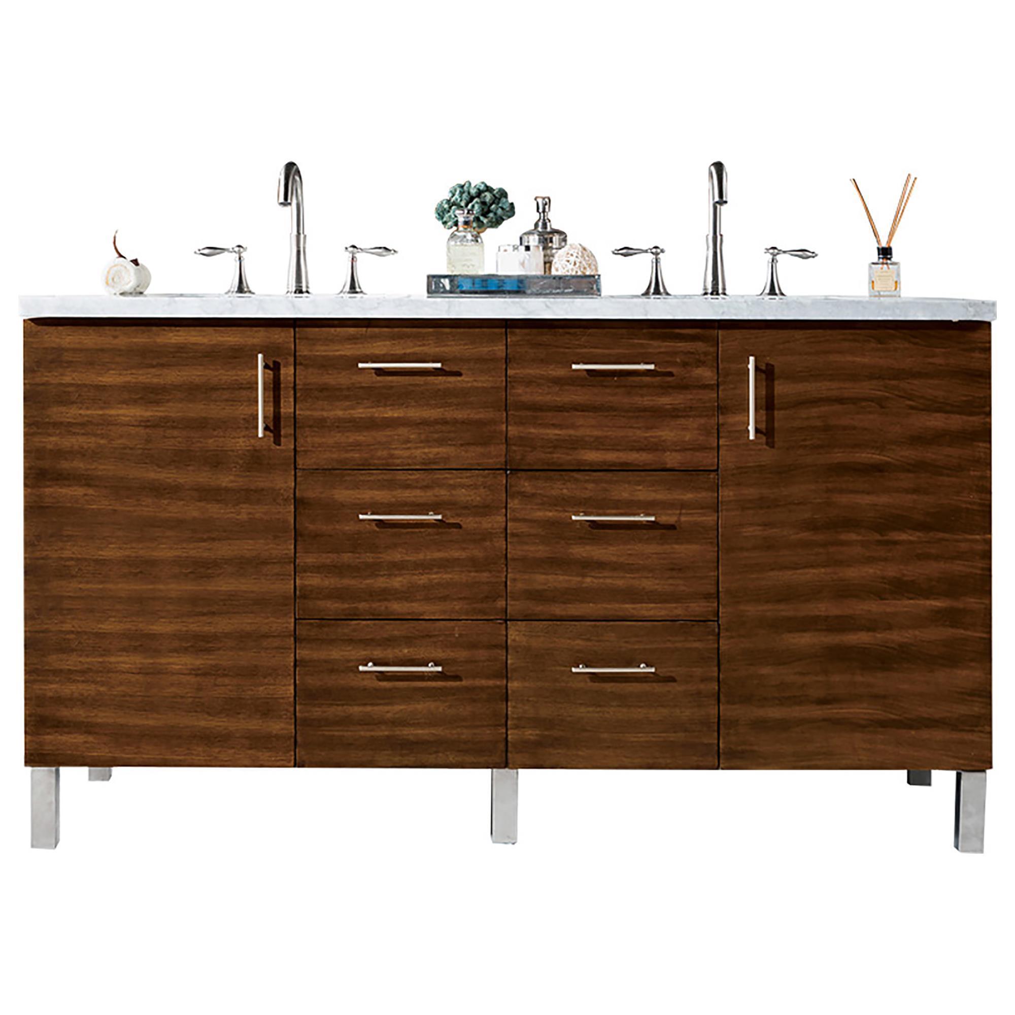 James Martin Metropolitan 60" Double Bathroom Vanity in American Walnut