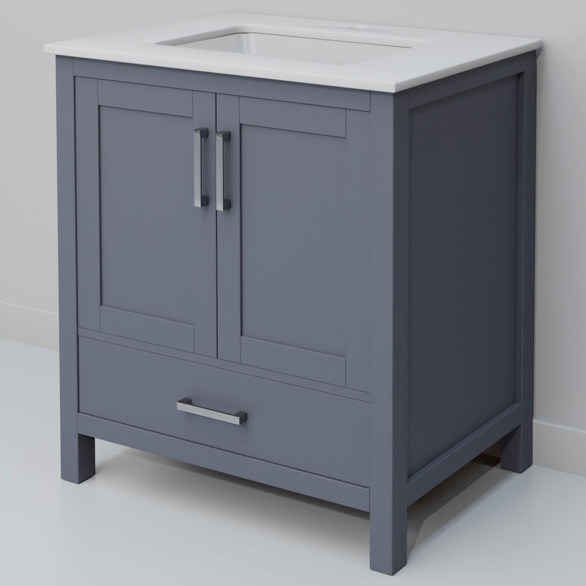 Lexora Home Jacques 30" Single Bathroom Vanity in Dark Grey with 2 cm