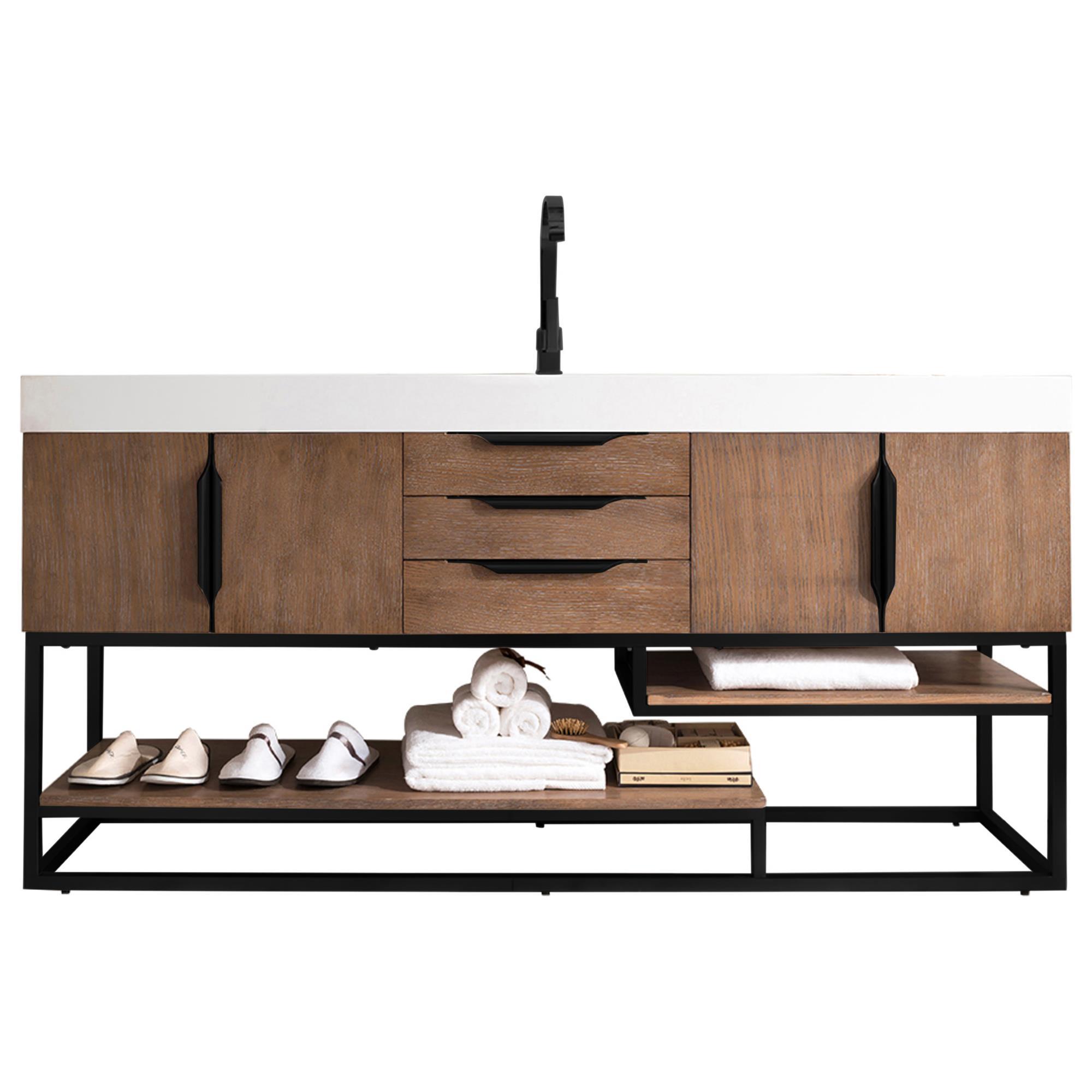 James Martin Columbia 72" Single Bathroom Vanity in Latte Oak and Matte