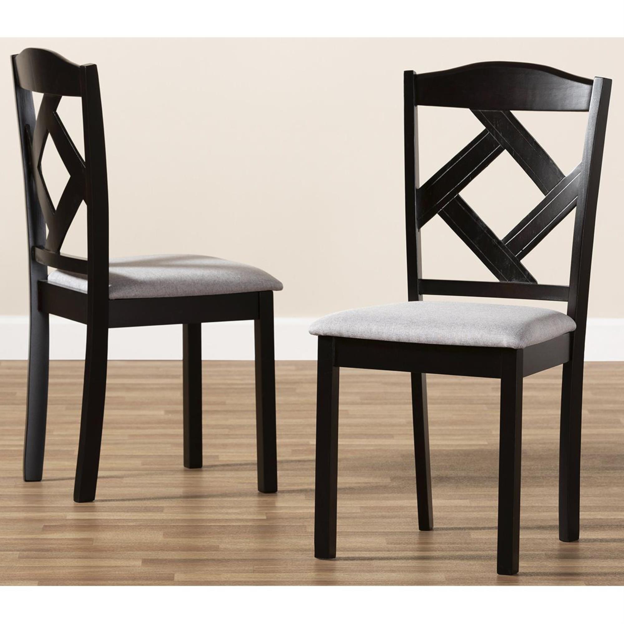Baxton Studio Ruth Dining Chairs in Grey and Espresso Brown (Set of 2