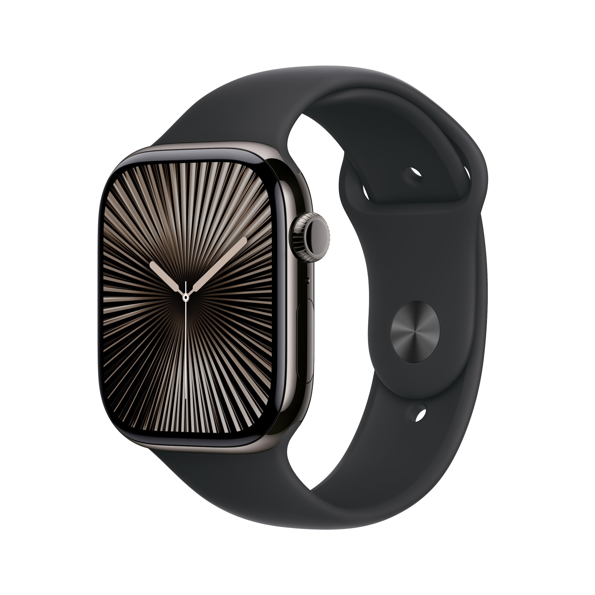 Apple Watch Series 10 GPS Cellular 46mm Slate Titanium Case with Black Sport Band S M NFM