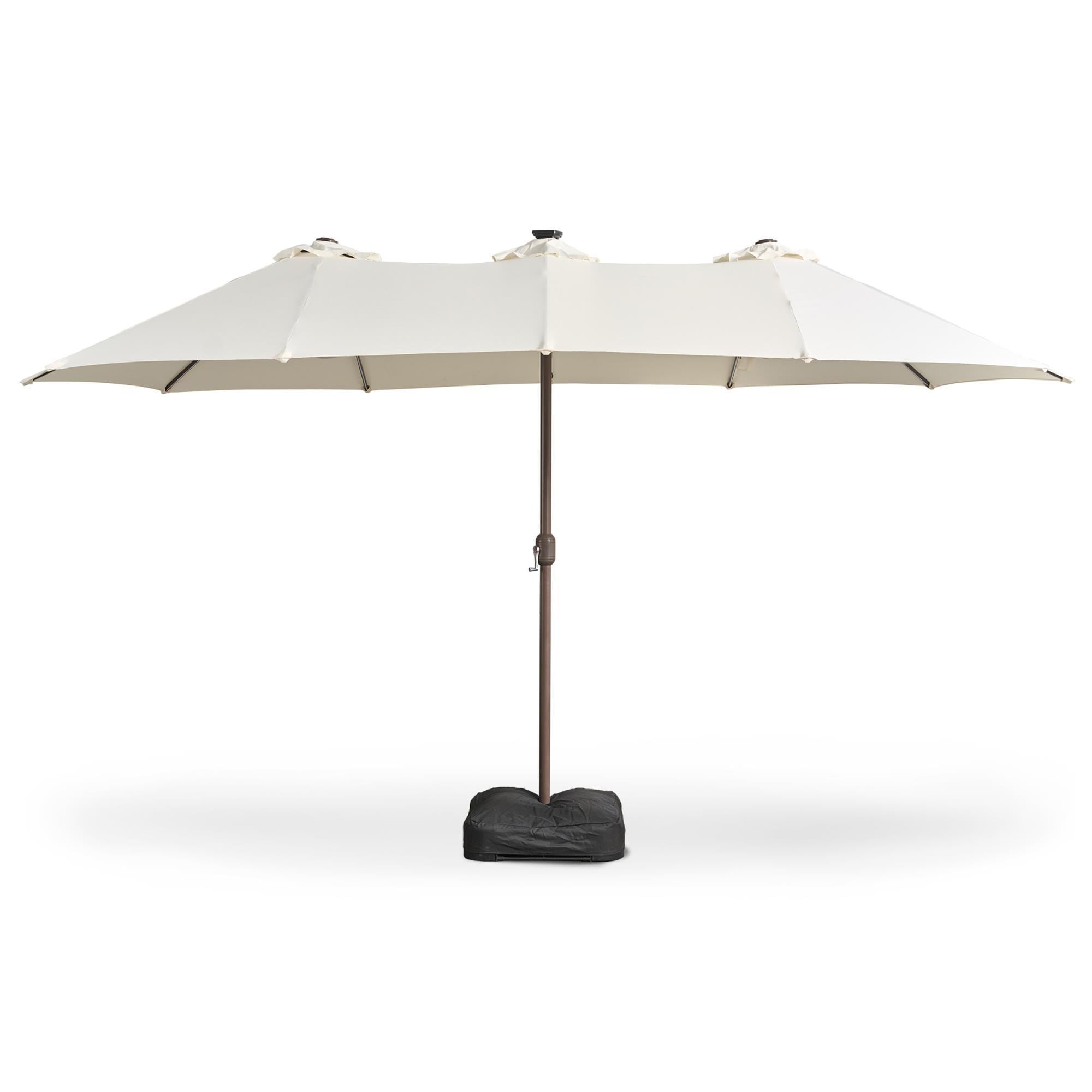 HOMLUX 15' Double-Sided Outdoor Market Umbrella with Sandbag Base