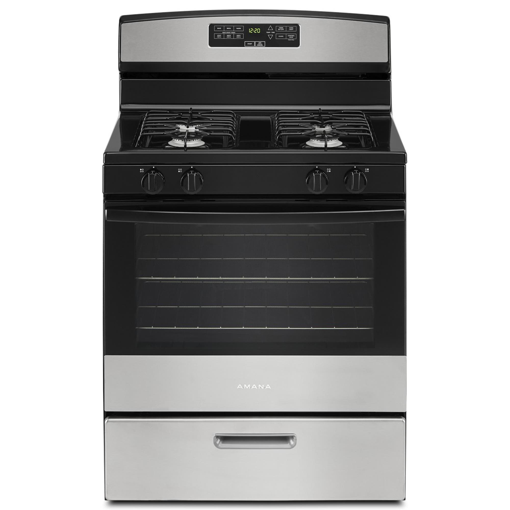 Amana 30" Freestanding Gas Range with Bake Assist Temps in Stainless