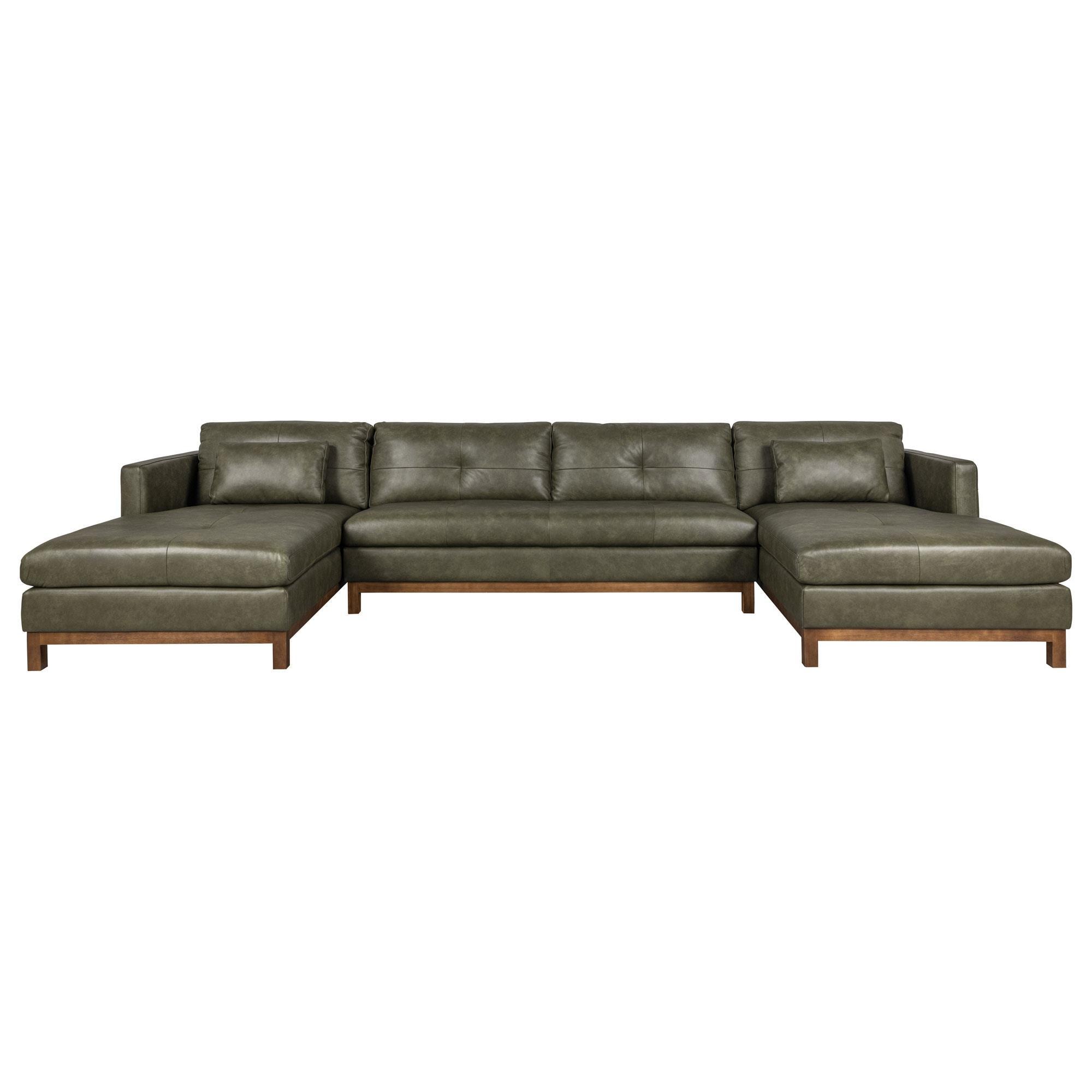 Chateau d'Ax 3-Piece Leather Sectional in Green