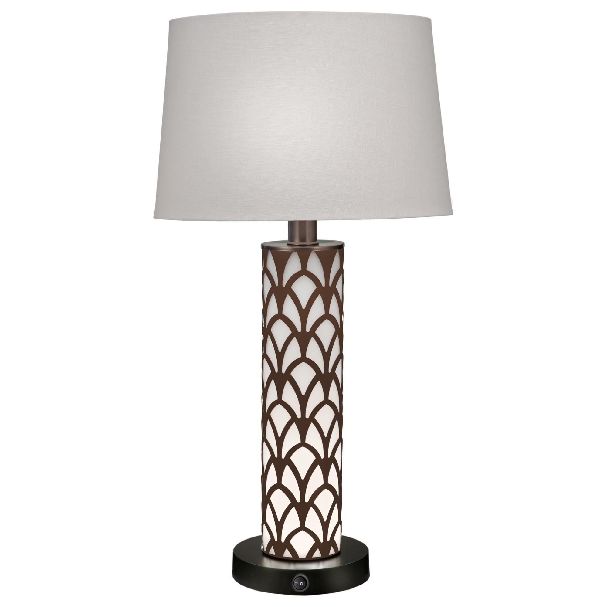 Stiffel 29" Table Lamp with Cathedral Laser Cut and Opal Acrylic in Oil