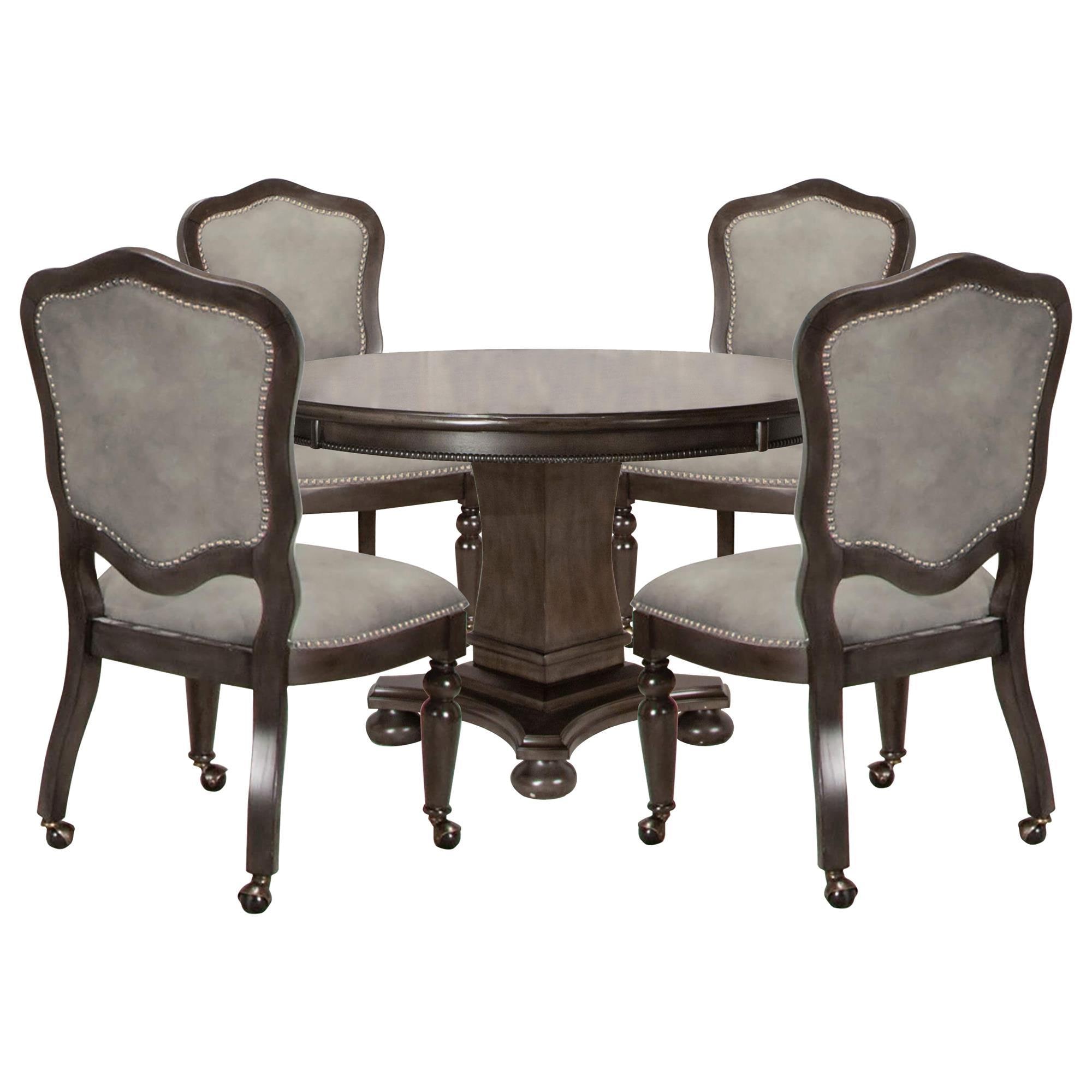 Sunset Furniture Vegas 5-Piece Round Game Table Set in Smoke Gray