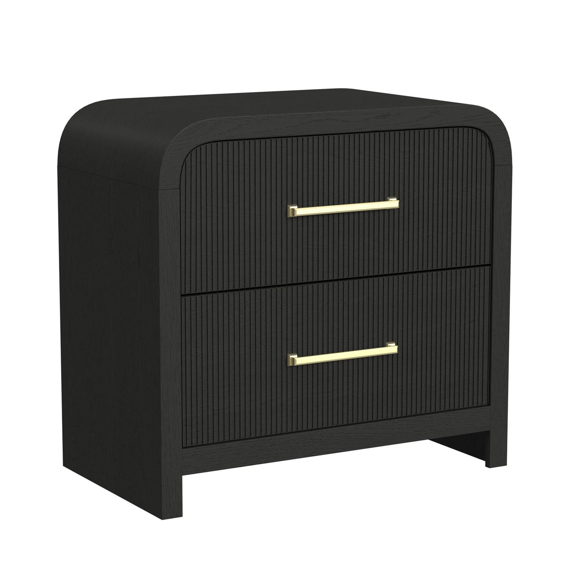 Mayberry Hill Ridgemont 2-Drawer Nightstand with USB in Black