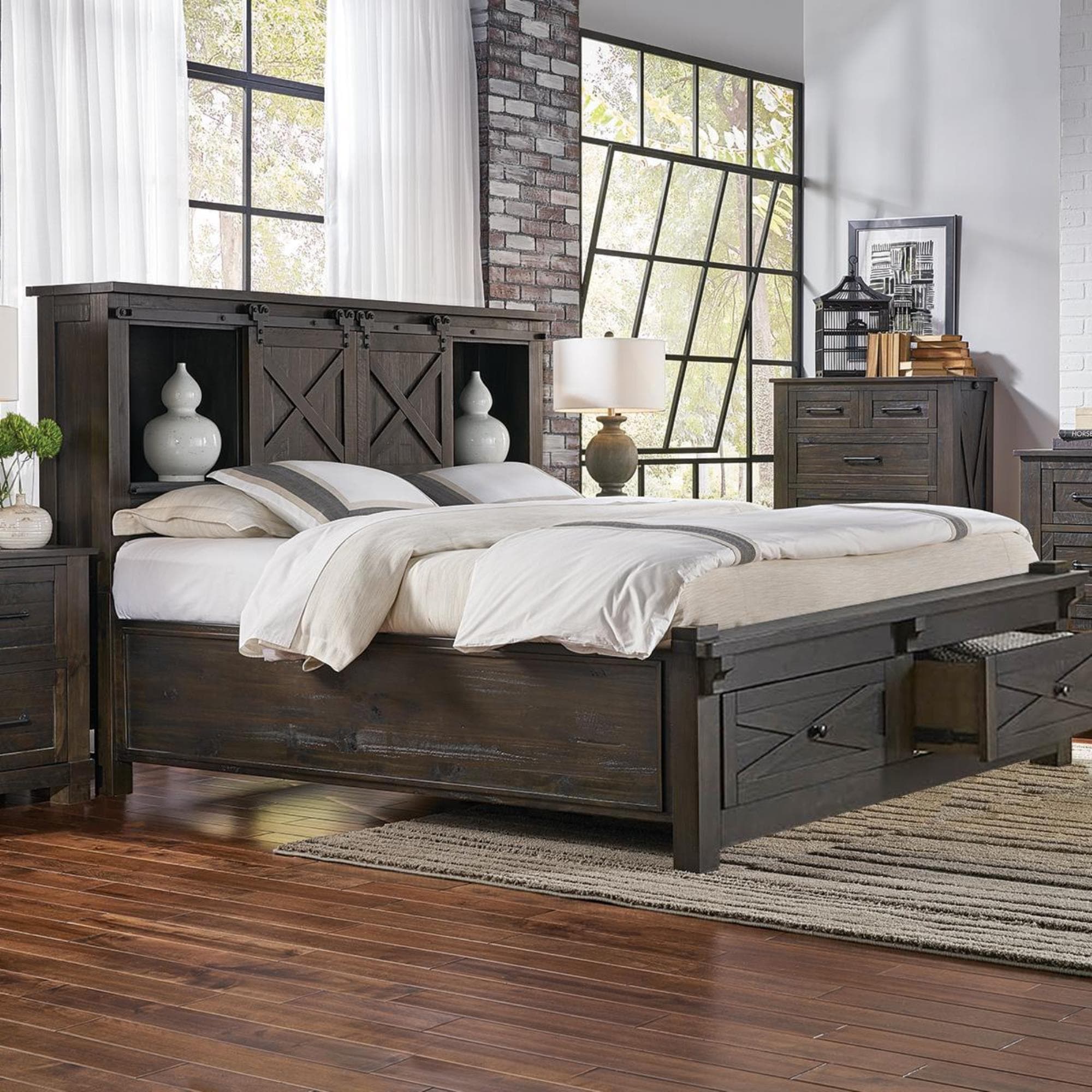 AAmerica Sun Valley King Storage Bed in Charcoal NFM