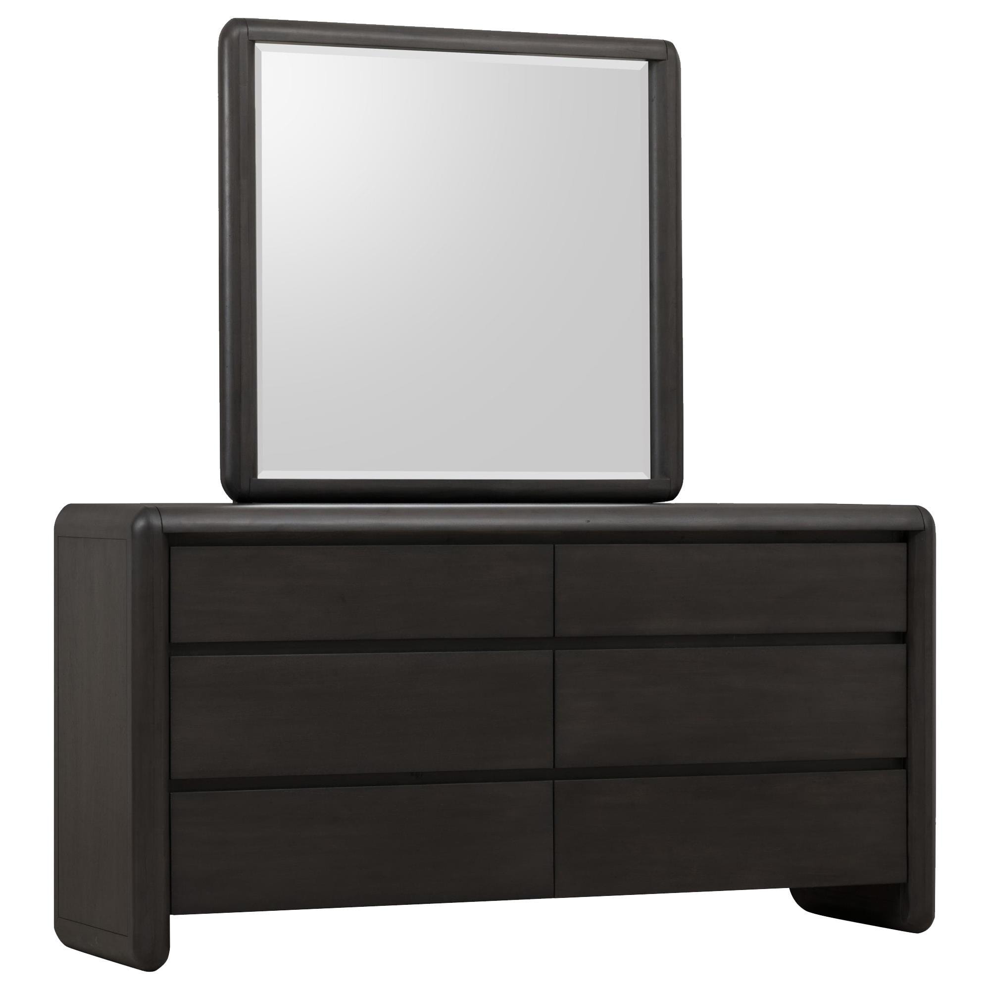 ゆうか Urban Home Xolani 6-Drawer Dresser with Mirror in Jaguar