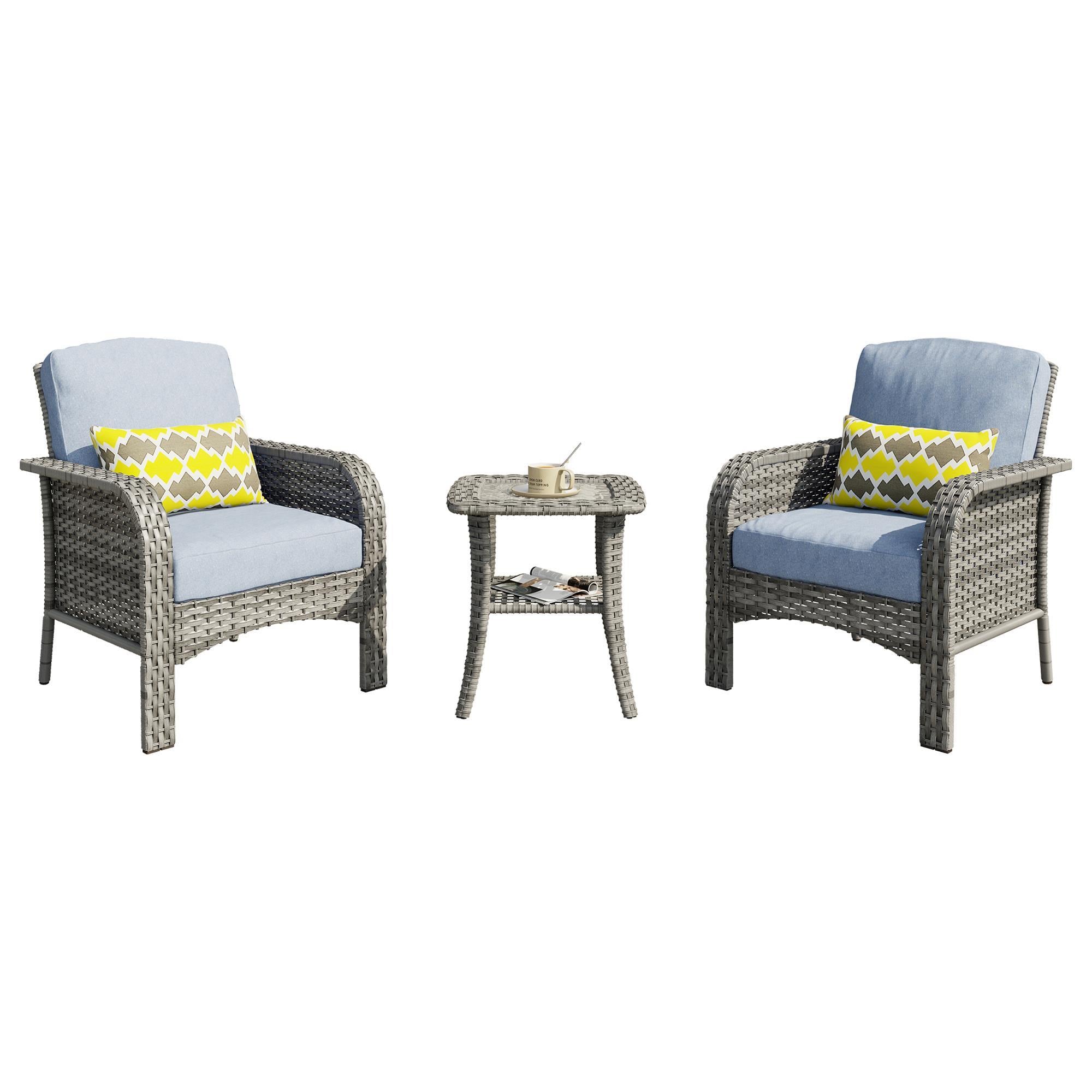 HOMLUX 3-Piece Outdoor Chat Set in Dark Gray