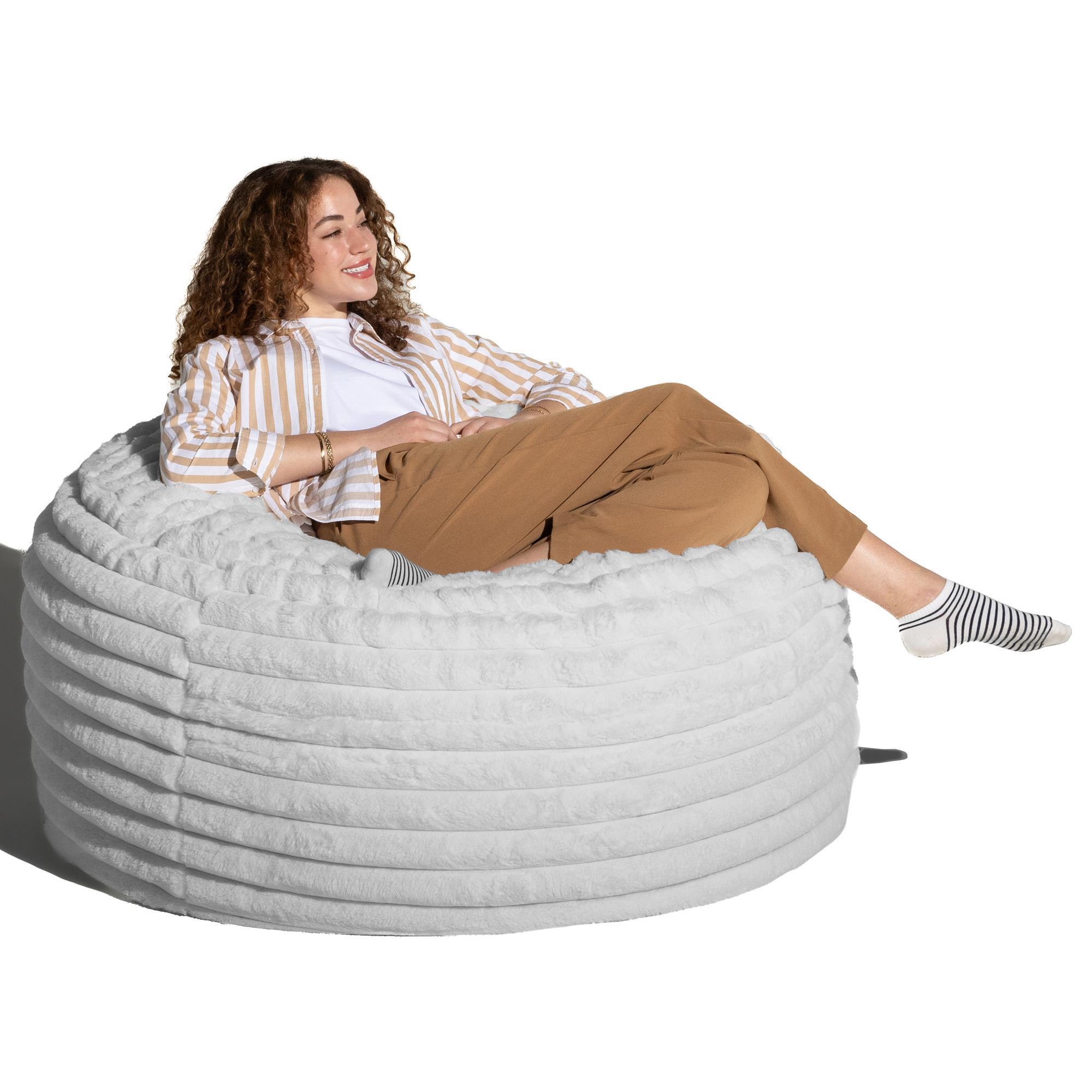 Jaxx Saxx 4' Plush Bean Bag Chair in Ivory
