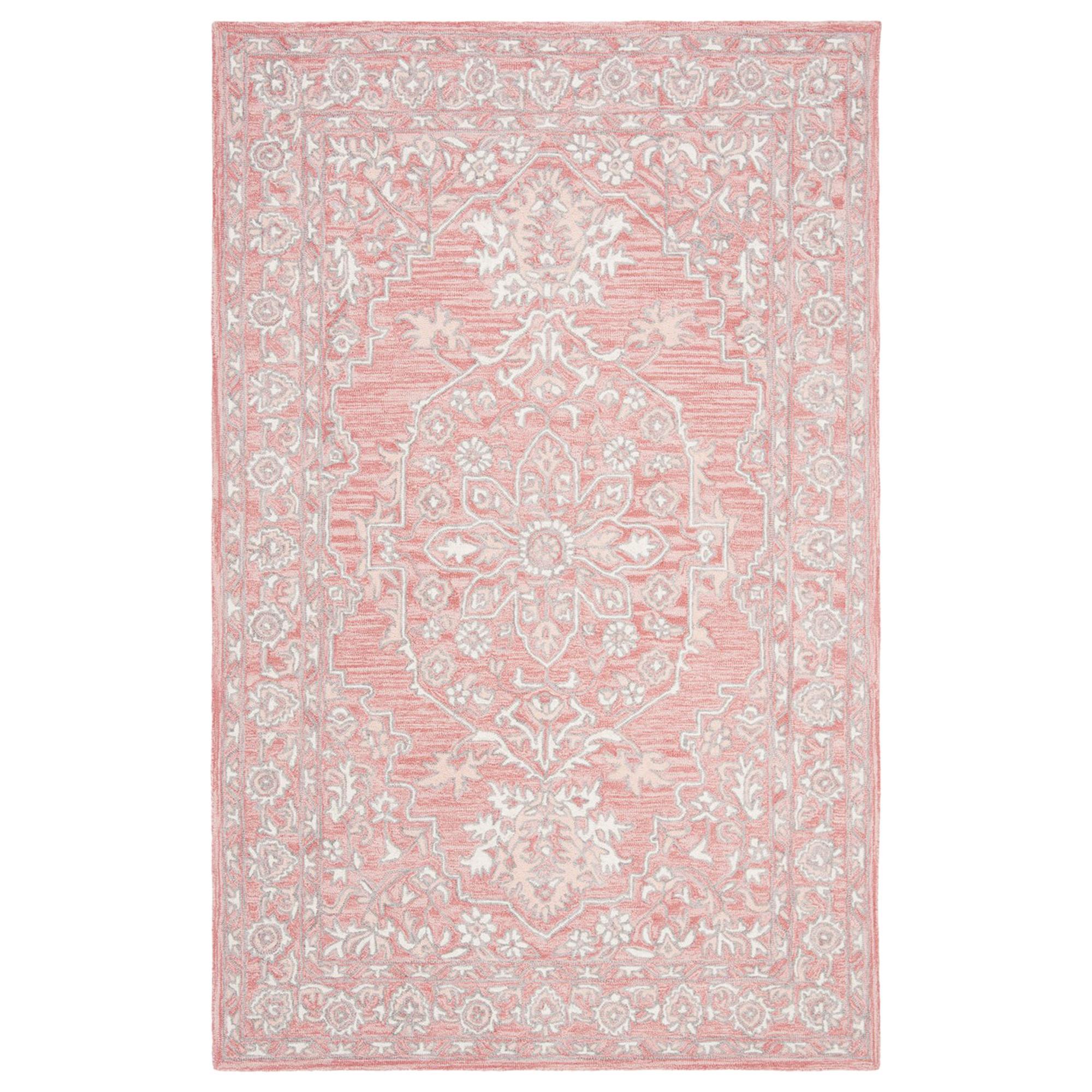 新品タグ付き☆ルシアンペラフィネ☆クッション☆ピンク☆コットン100% Safavieh Micro-Loop Oriental 4' x 6' Pink and Ivory Area Rug