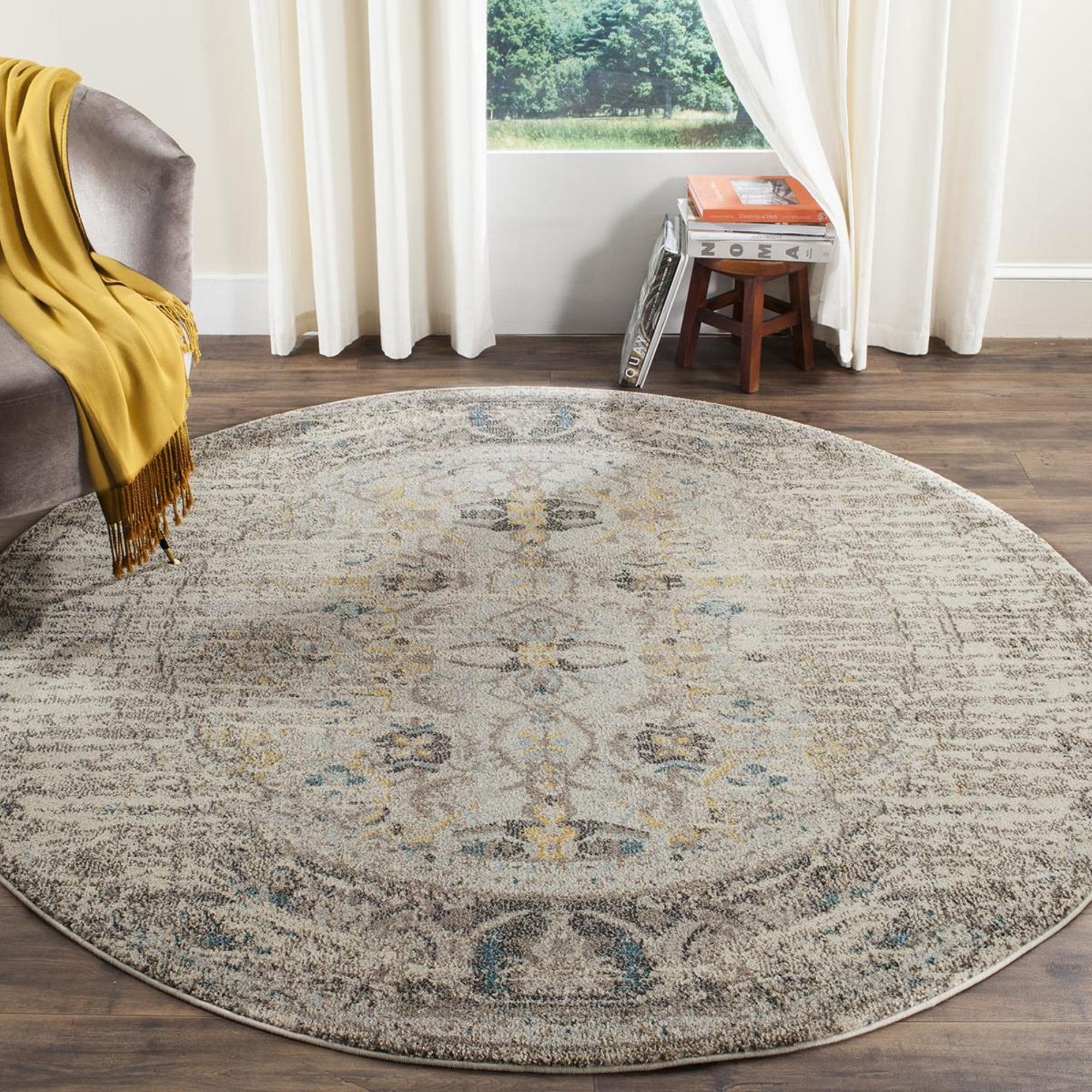 【中古】ennoy ラグマット　エンノイ　E ROUND RUG Safavieh Monaco MNC209G-9R 9' Round Grey/Multi Area Rug