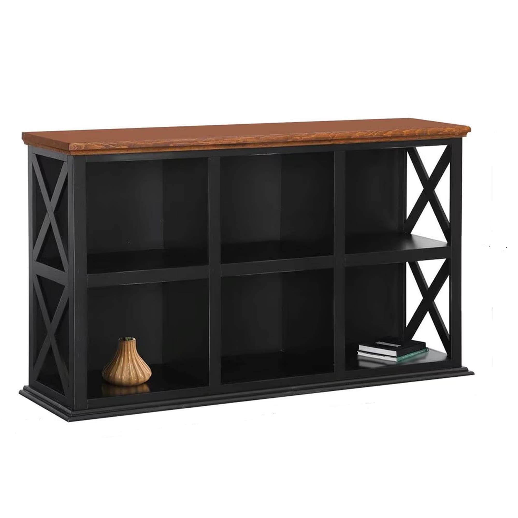 Meximuebles 54" Qatar Horizontal Bookcase in Black Distressed NFM