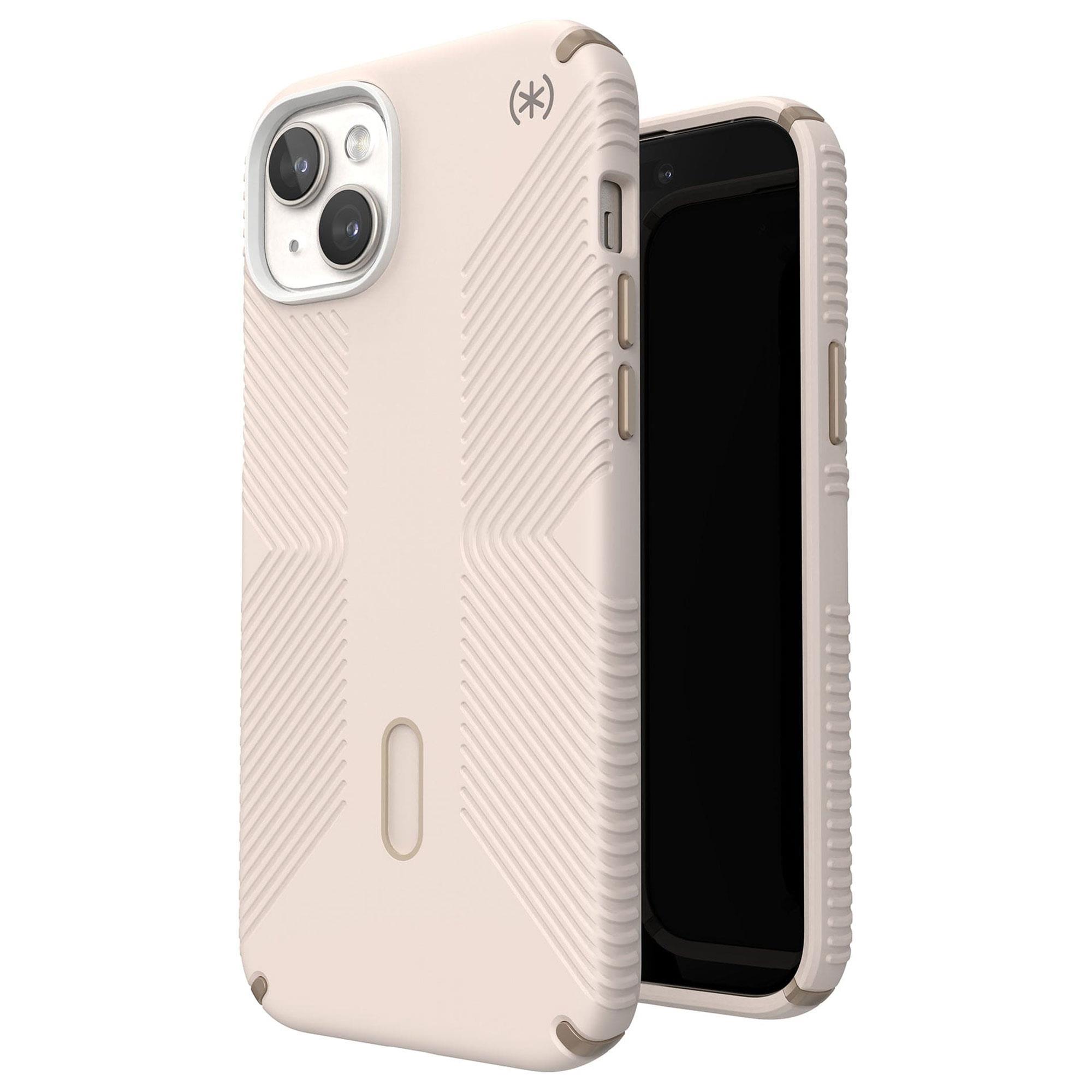 Speck Presidio2 Grip MagSafe Case for Apple iPhone 15 Plus in Bleached Bone and Heirloom Gold NFM