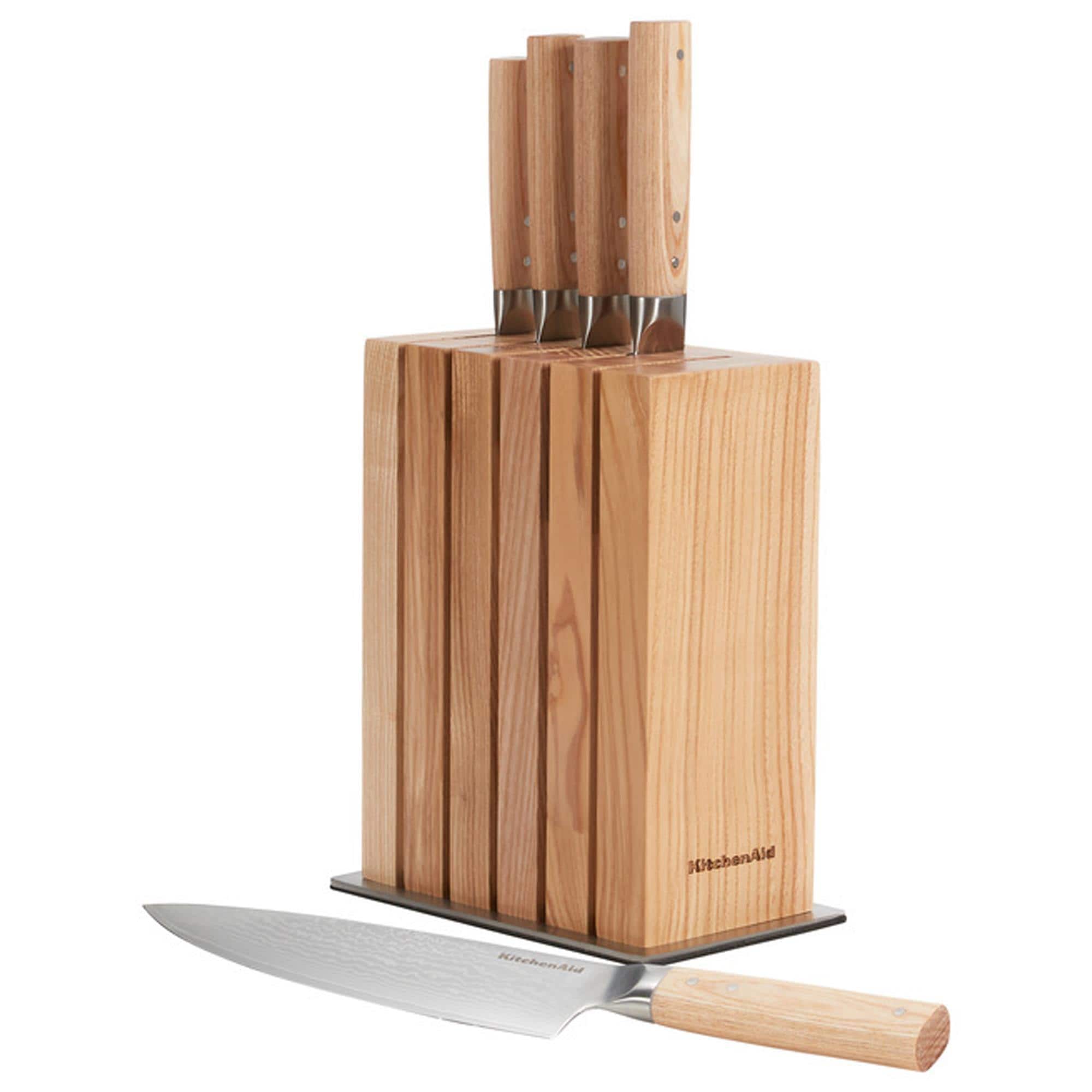 KitchenAid Premium 6-Piece Knife Block Set in Natural and