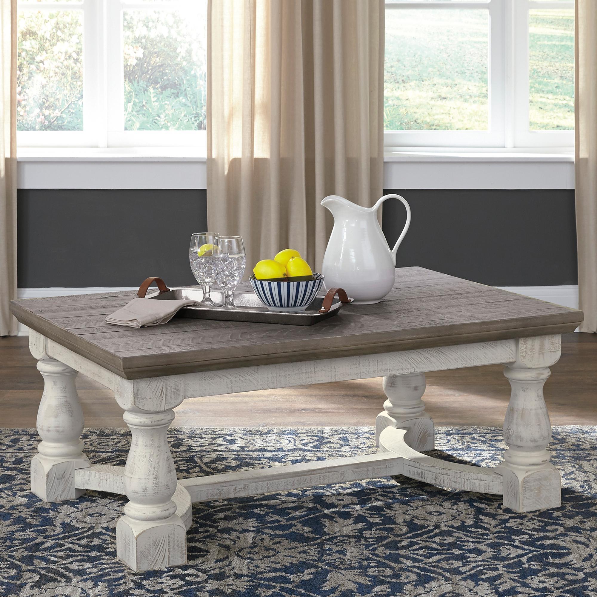 Ashley Havalance Rectangular Cocktail Table in Gray and White