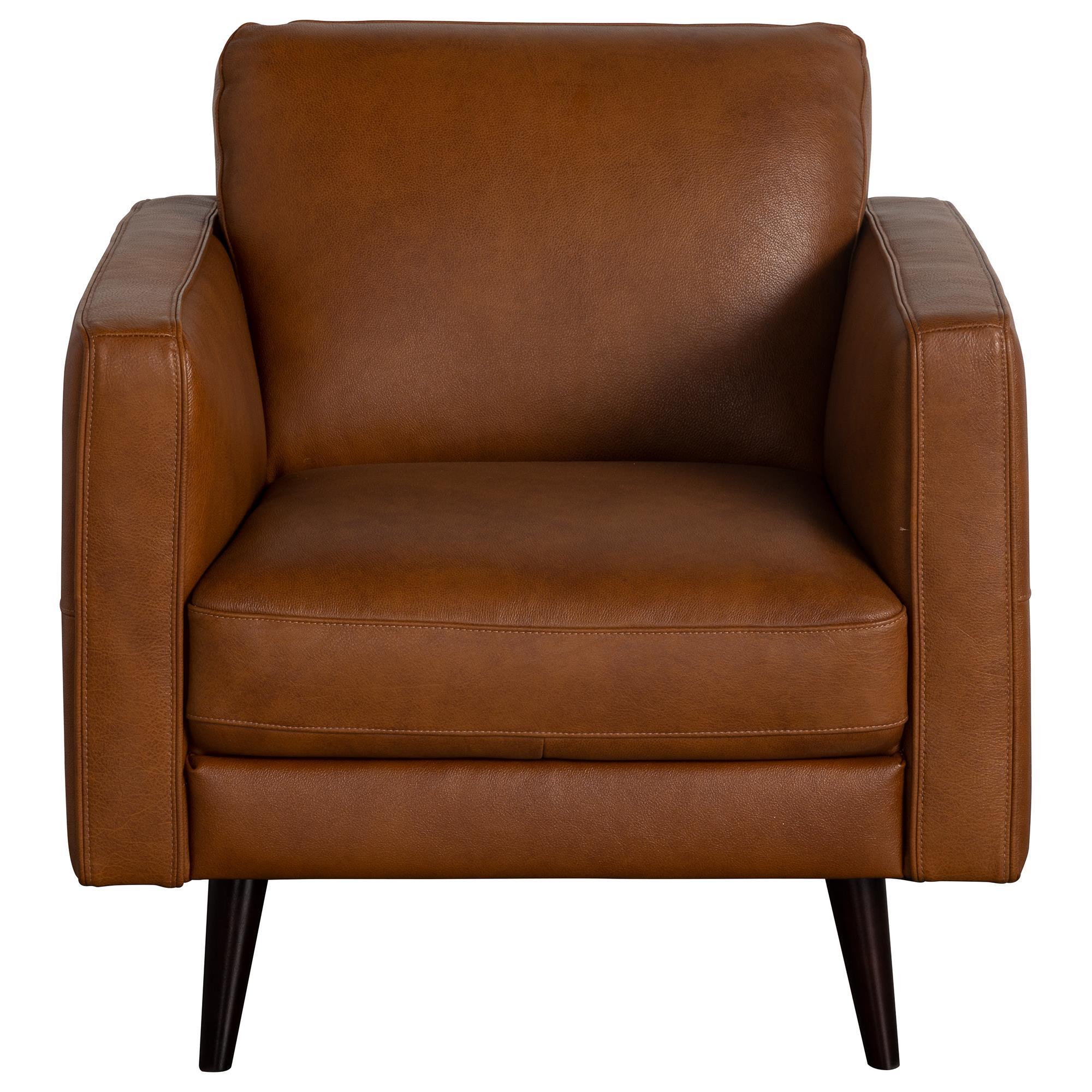 Natuzzi Editions Destrezza Leather Arm Chair in Brandy