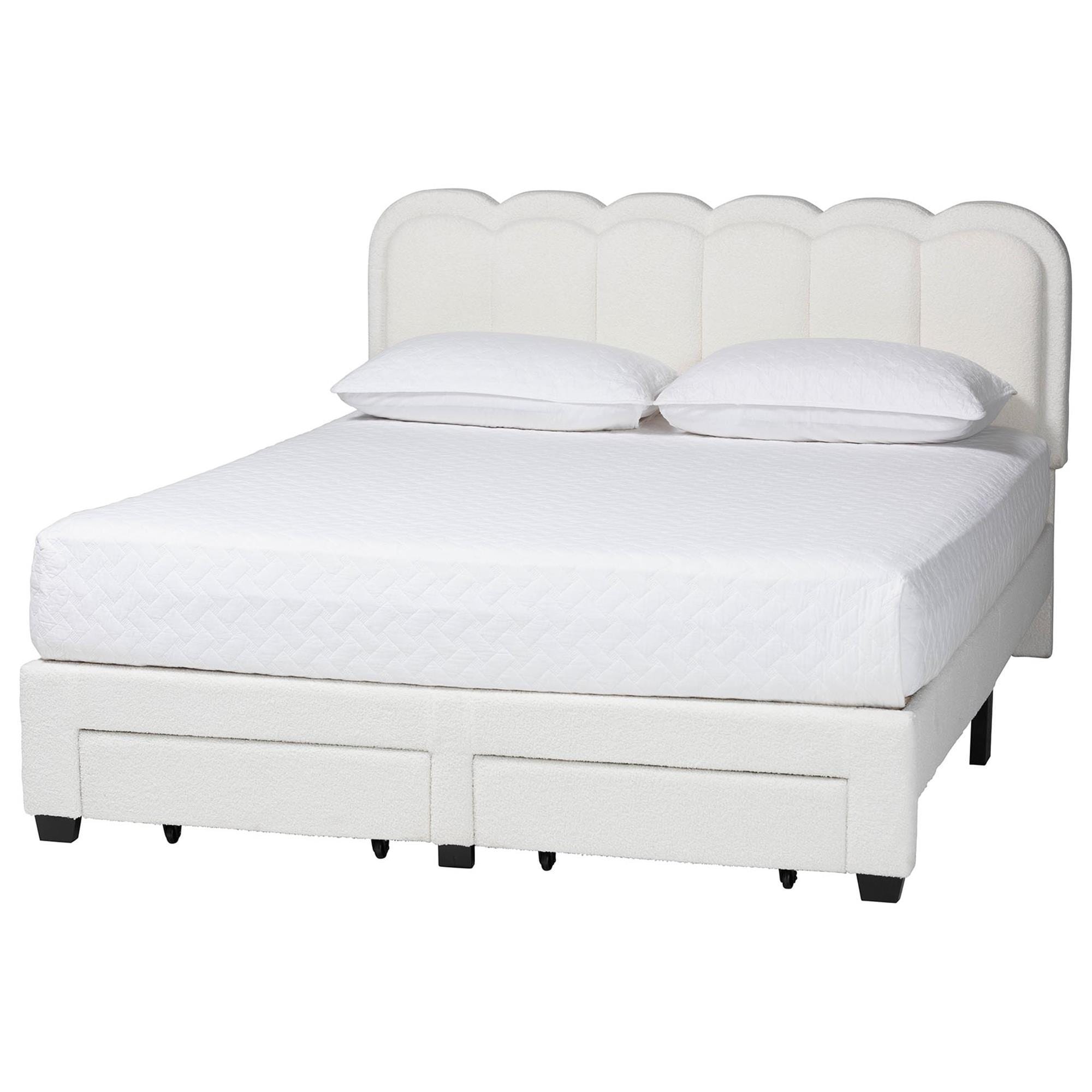 Baxton Studio Caradonna Queen Upholstered Storage Bed in Cream