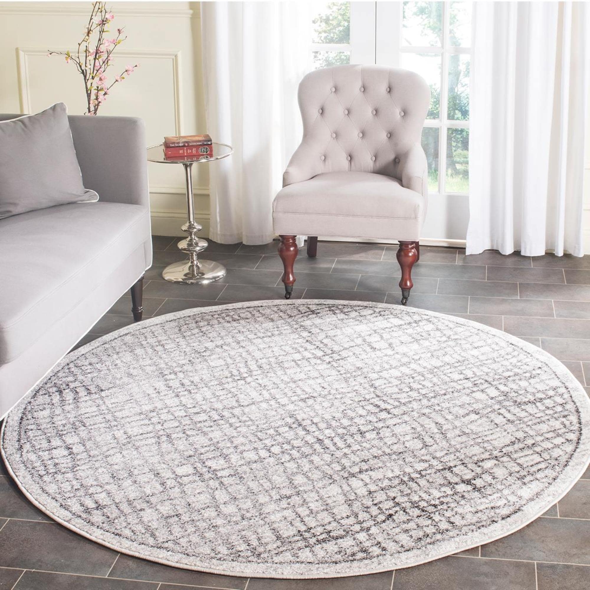 Safavieh Adirondack ADR103B-6R 6' x 6' Silver/Ivory Round Rug | Shop NFM