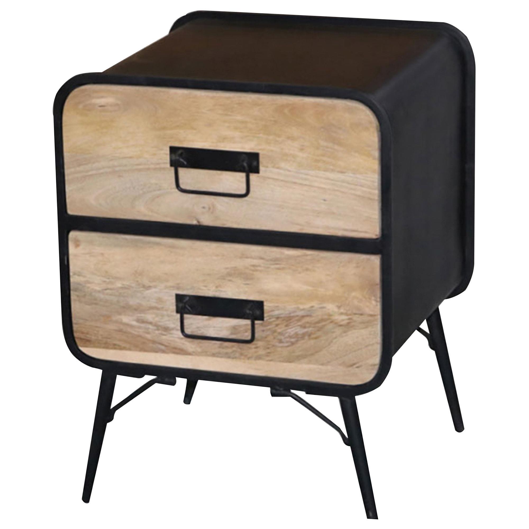 Tiddal Home Outbound 2 Drawer Nightstand in Natural and Dark Charcoal