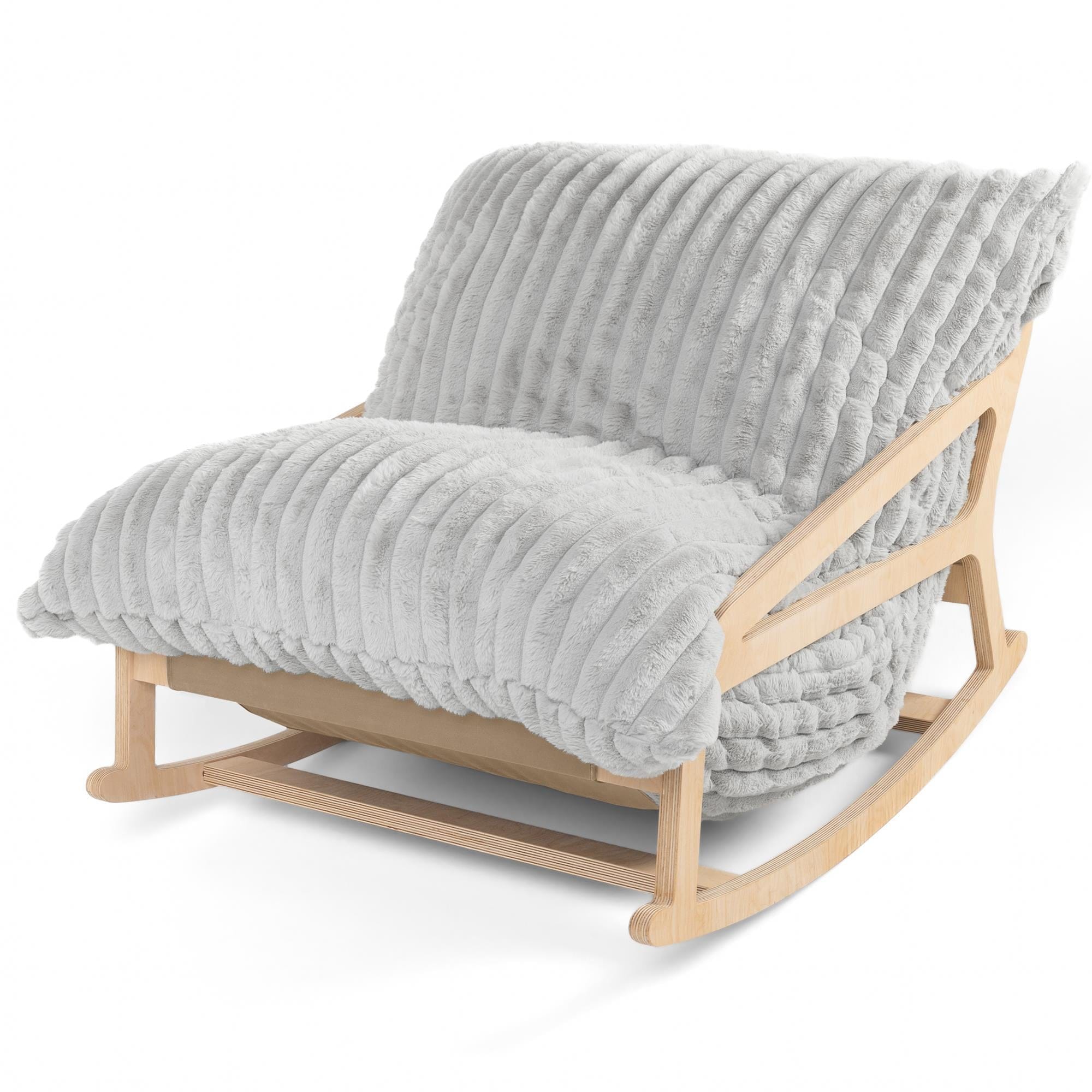 Jaxx Saxx Mondo Fur Bean Bag Rocking Chair in Ivory