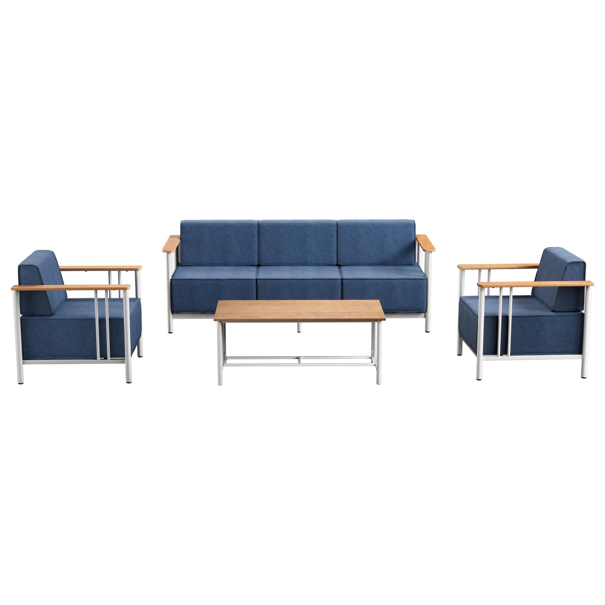 Sunwell Garden 4-Piece Patio Conversation Set in Blue