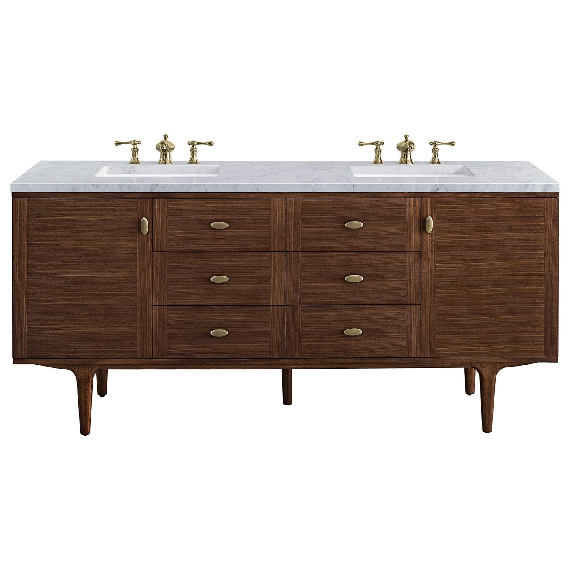 James Martin Vanities Amberly 72" Double Bathroom Vanity in Walnut with