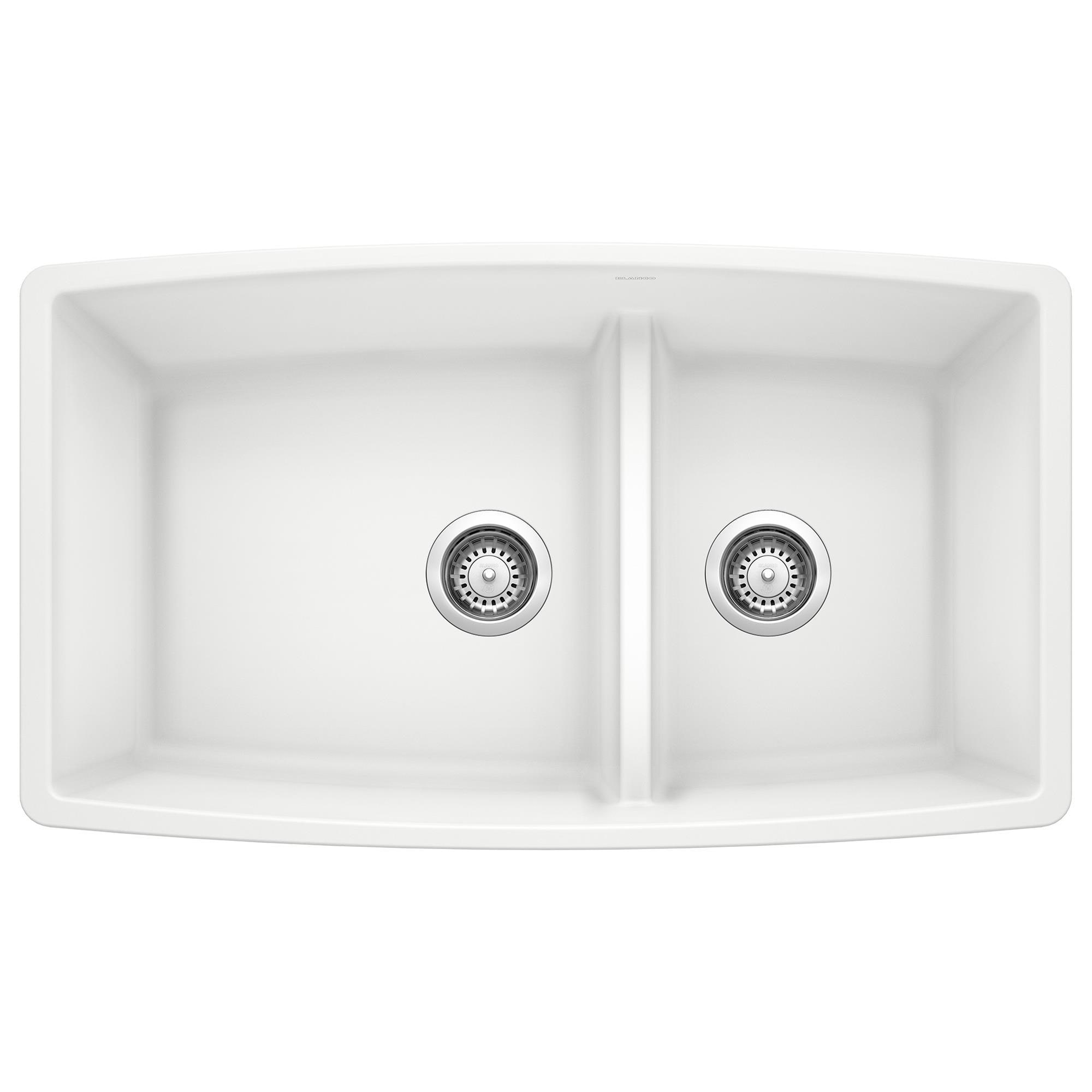 Blanco Performa 60/40 Double Bowl Kitchen Sink with Low Divide in White