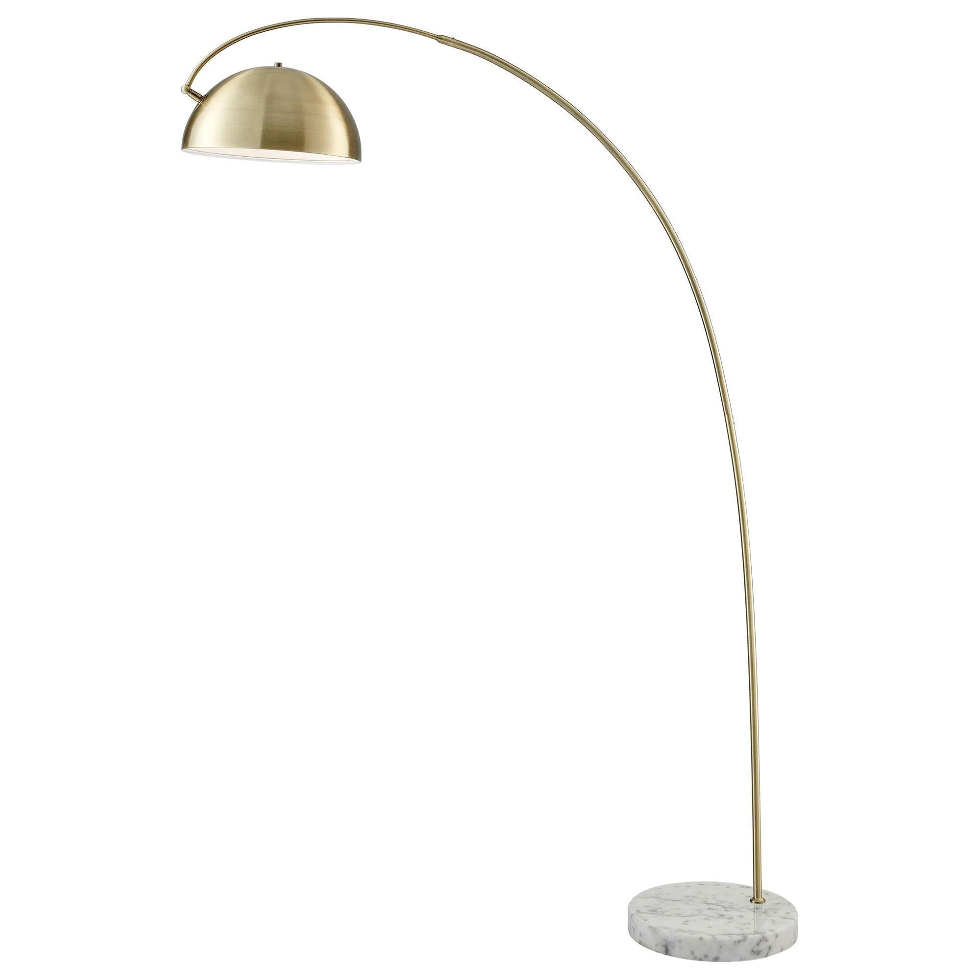 Lite Source Arch Floor Lamp with Marble Base in Antique Brass and White